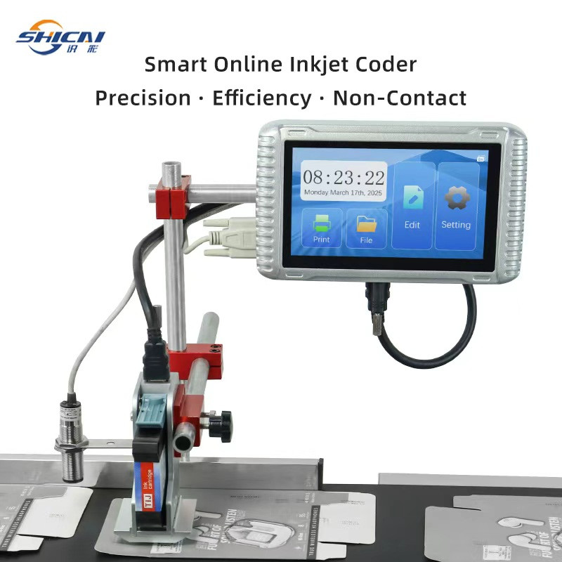 Automatic online inkjet printer, no conveyor to print batch codes--
