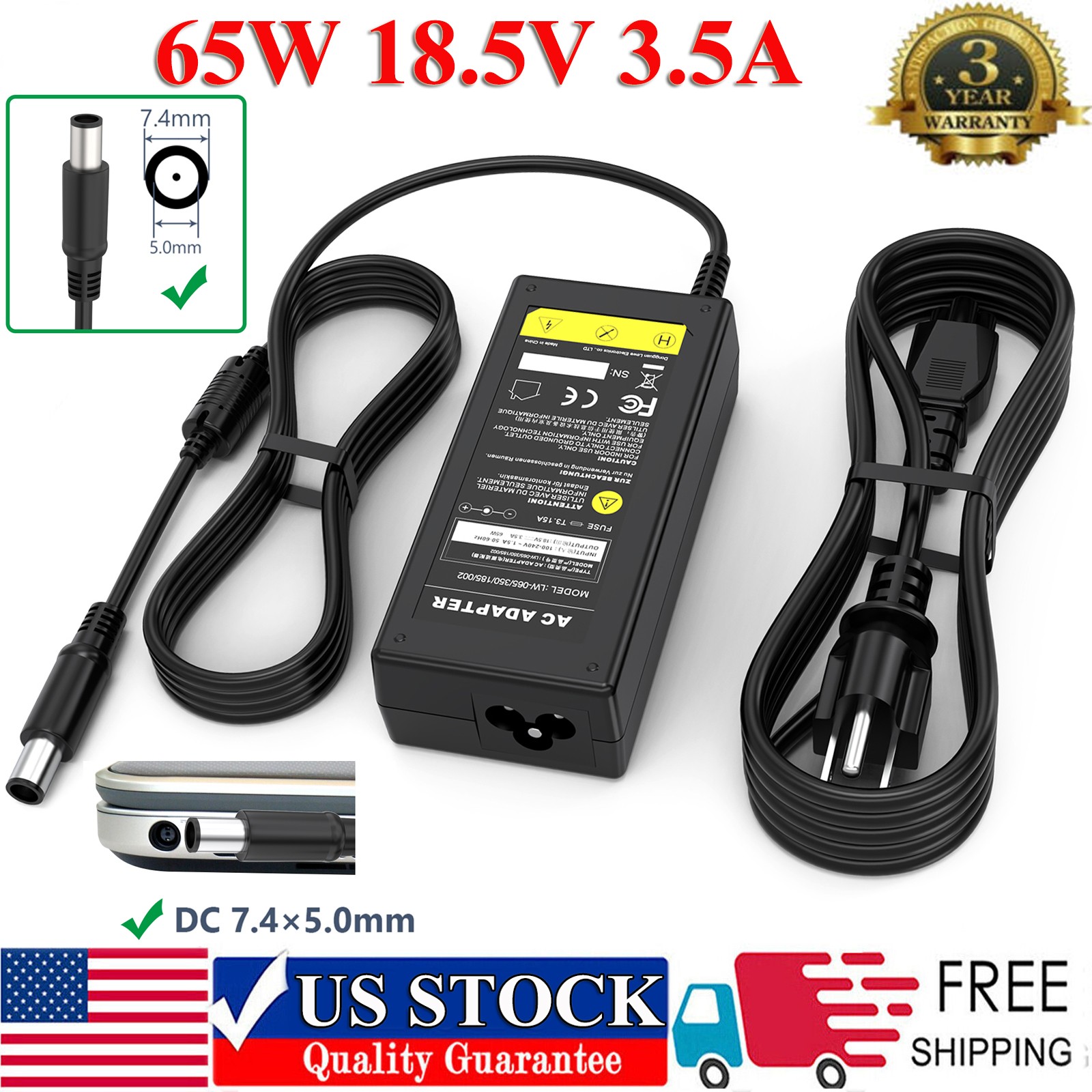 AC Power Adapter Charger for HP Elitebook 2530p 2540p 2560p 2730p 2740p 2760p F