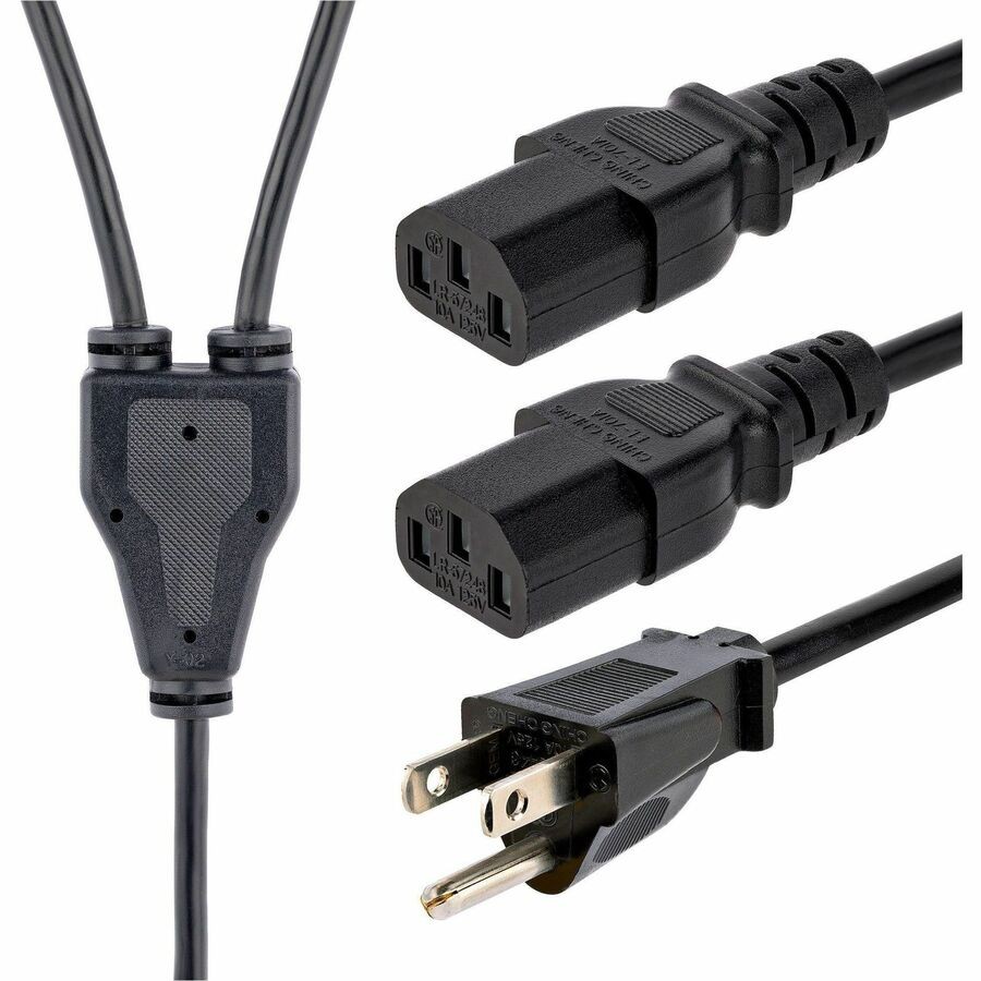 StarTech 10ft Computer Power Cord - NEMA 5-15P to 2x C13