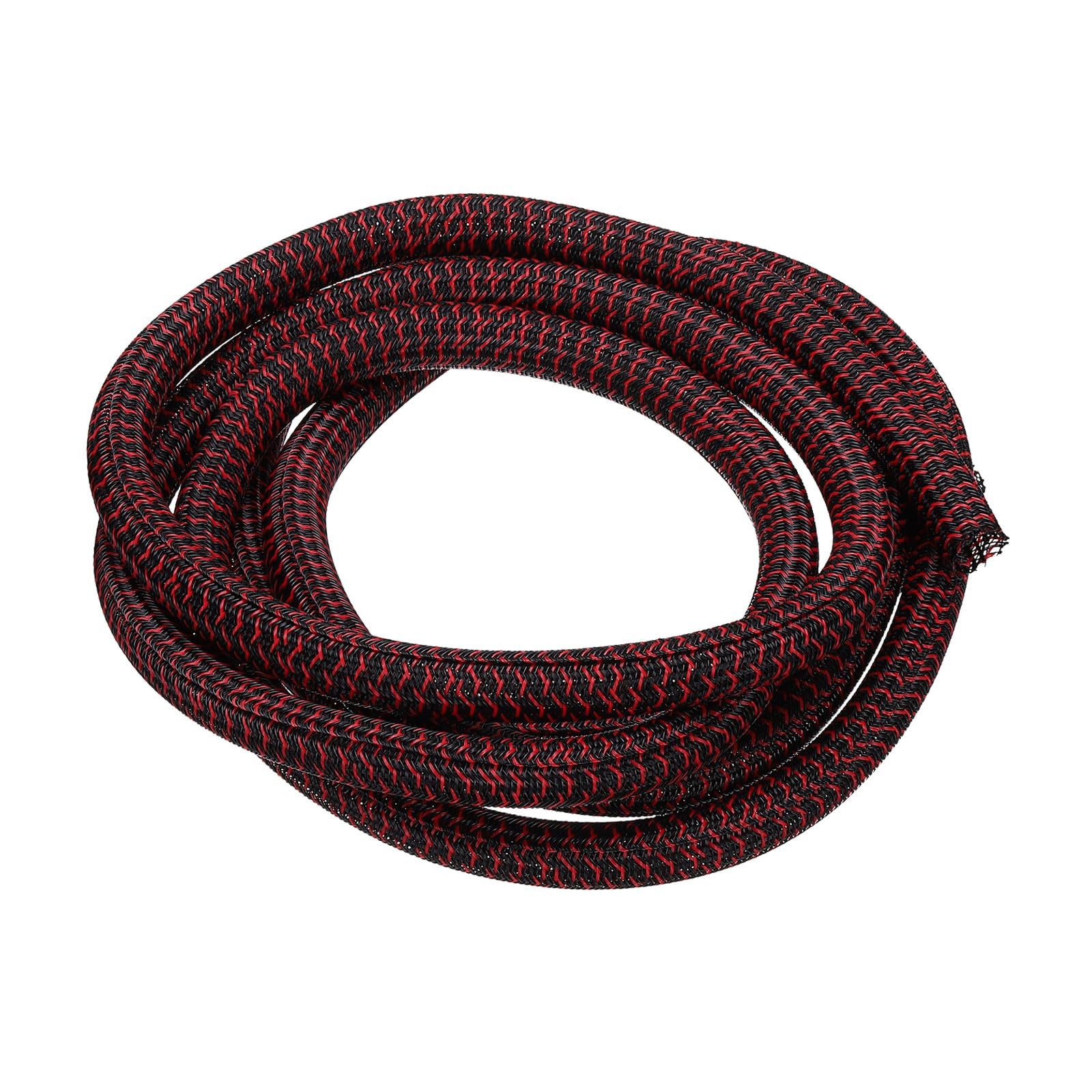 MECCANIXITY Split Sleeve Wire Loom Braided Sleeve 5/8" 10Ft Black/Red | Self ...