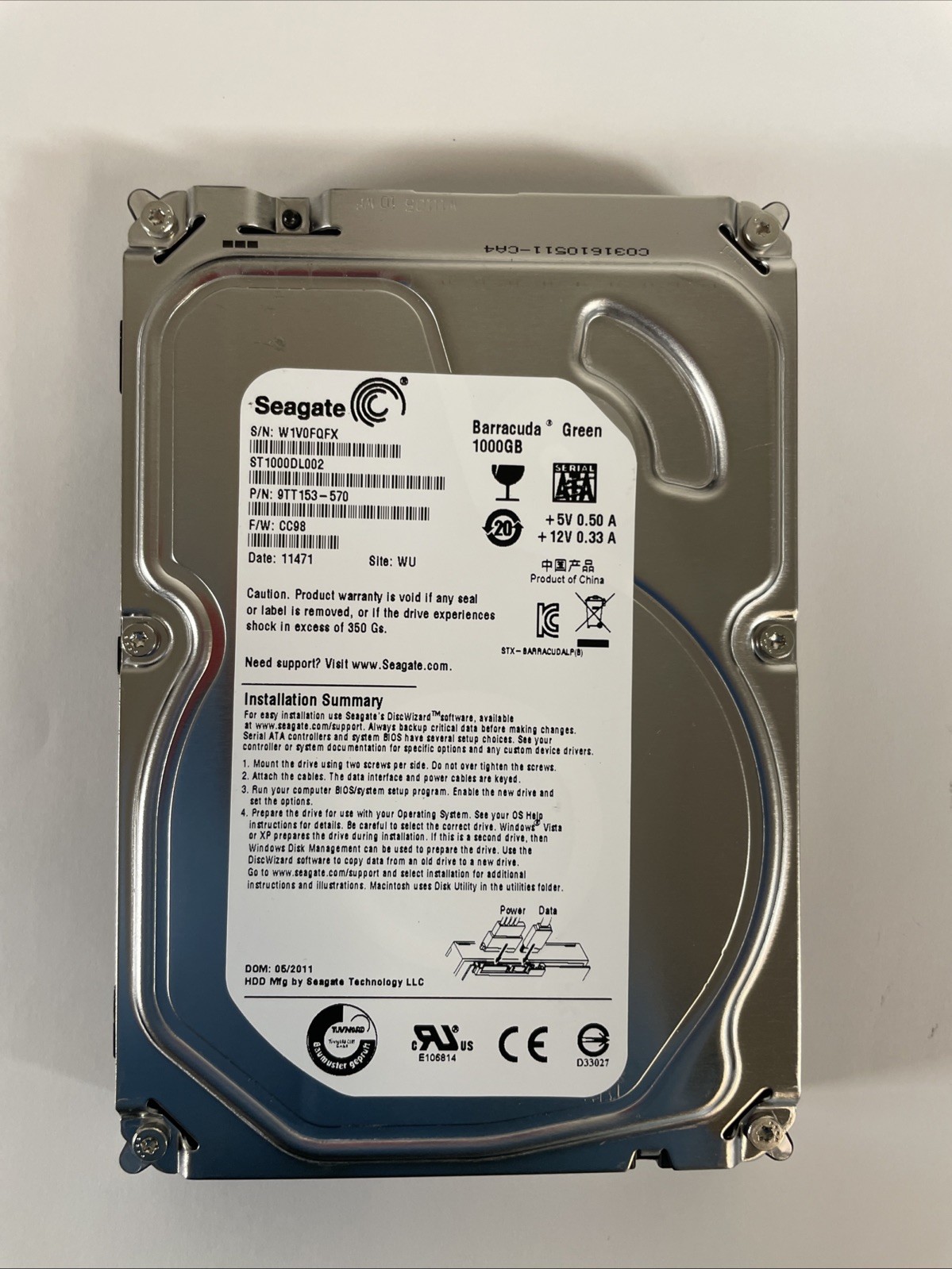 Seagate ST1000DL002 1TB 3.5 Desktop HDD | See Crystal Disk | 
