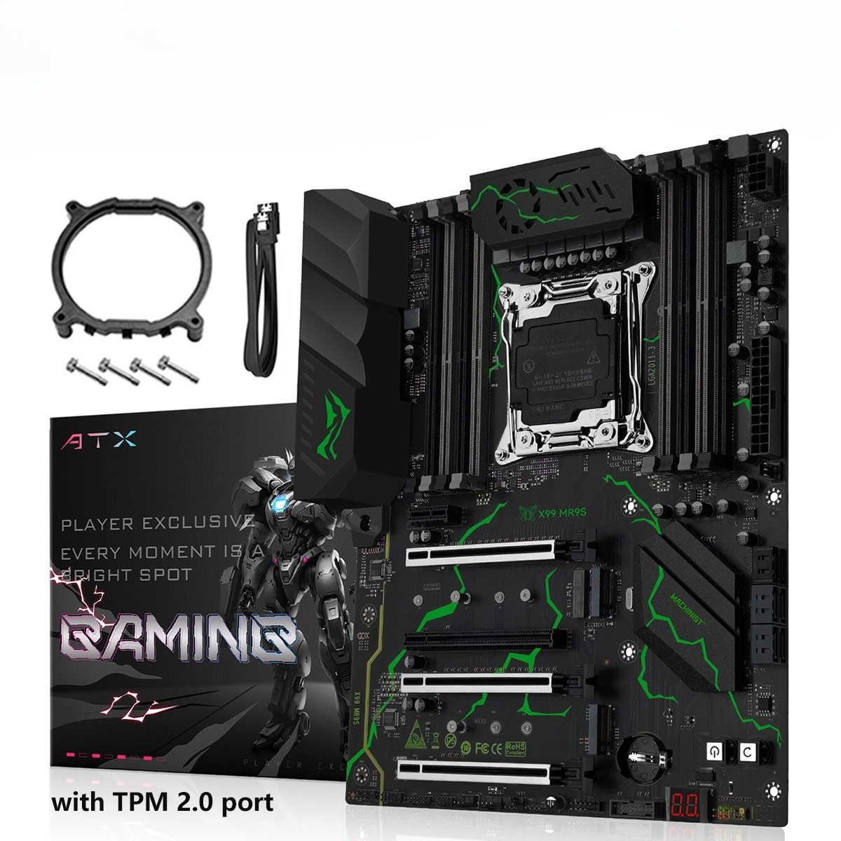 LGA 2011-3 X99 Motherboard 8 x DDR4 M.2 TPM 2.0 Slot for Intel i7 Xeon E5 V3/V4