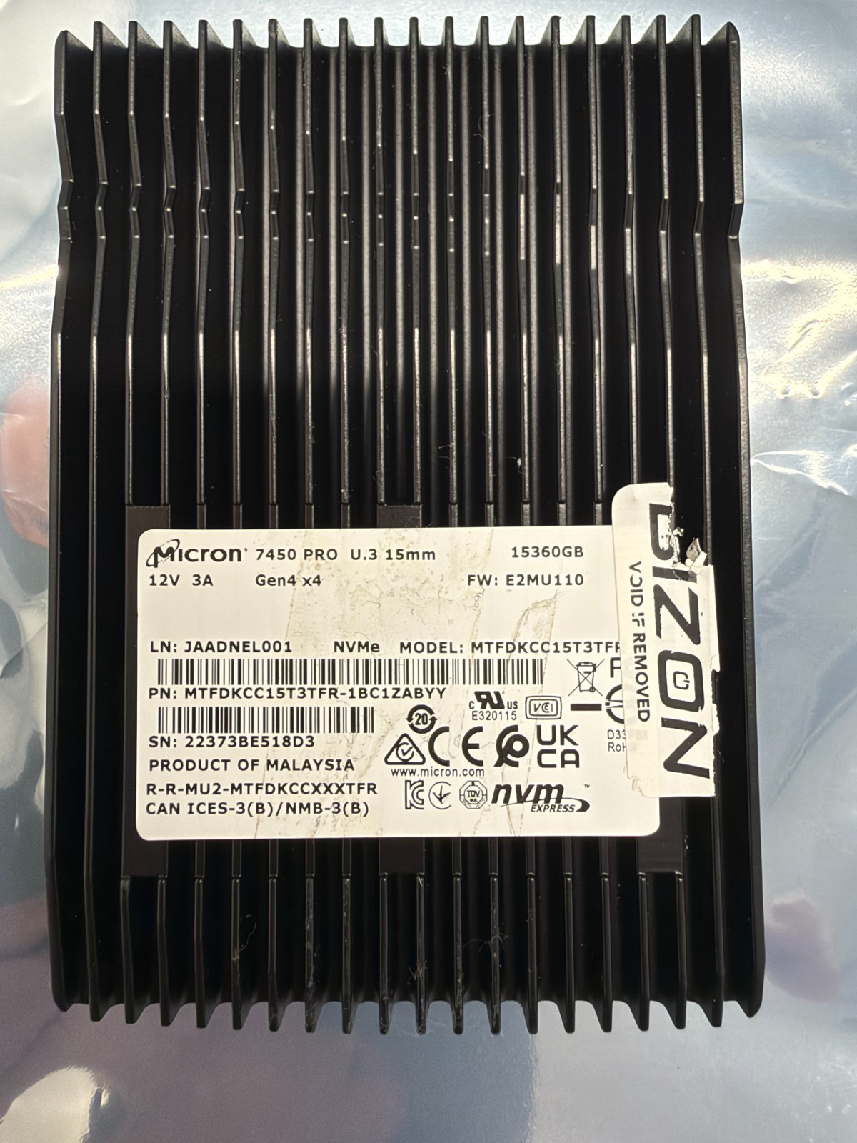 Micron 7450 PRO 15.36TB PCIe Gen4 x 4 NVMe 2.5 U.3 SSD MTFDKCC15T3TFR