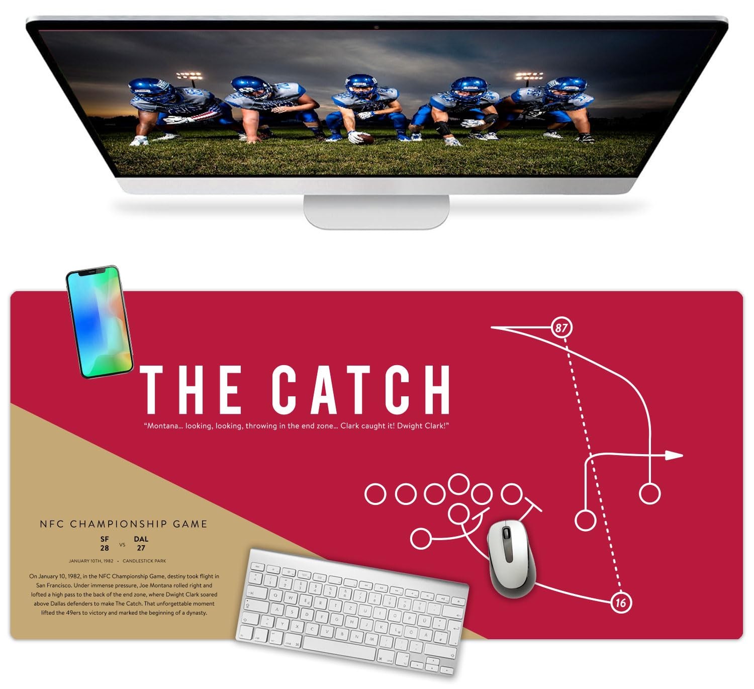 Large San Francisco Football Desk 16.5" x 36", Fran Football: The Catch 