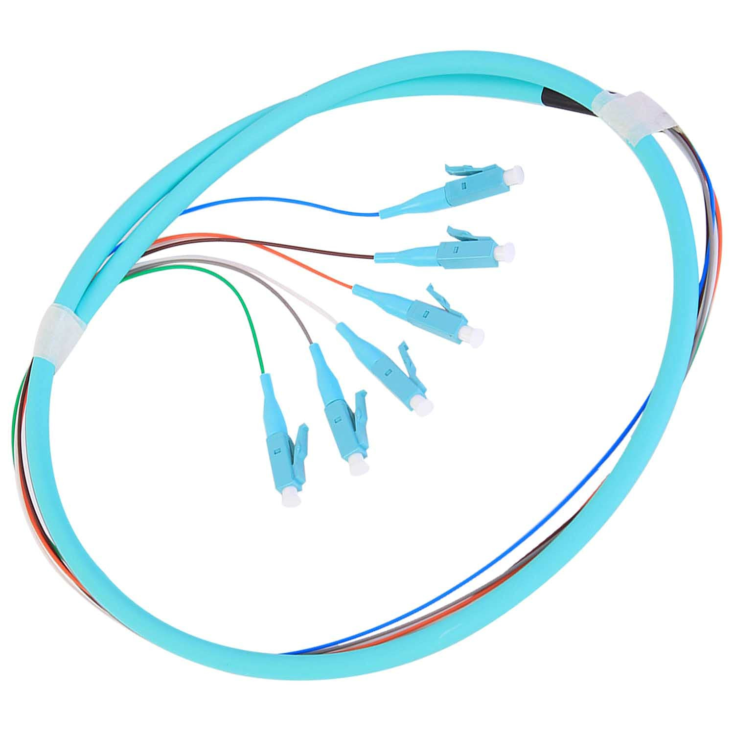 LC-OM3 6 Pigtail 6 Strand Multimode OM3/OM4 50/125 LC-UPC Fiber Pigtail, 1.5 Met