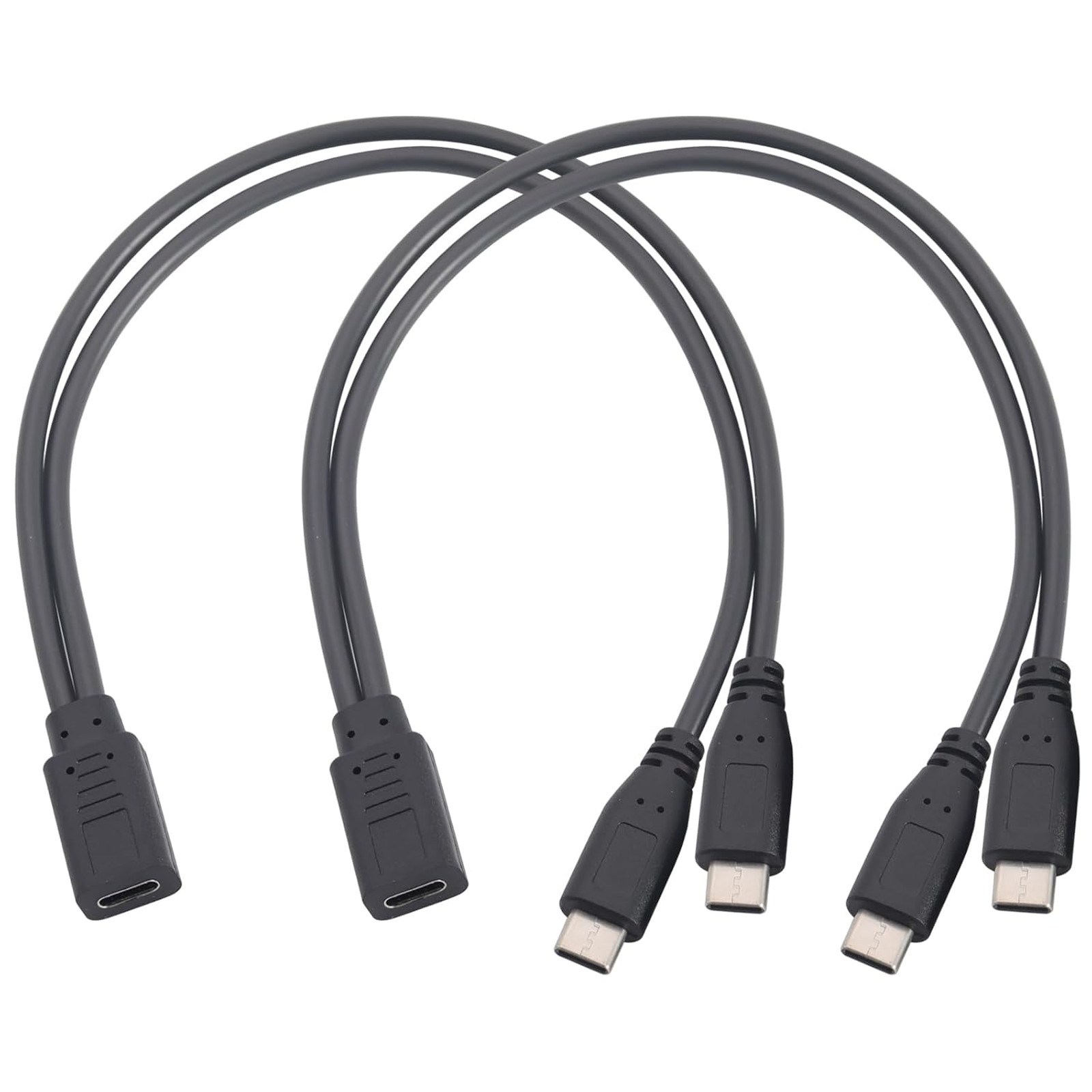 USB C Female to Dual USB C Male Y Adapter, 1ft Splitter Cable for Simultaneous
