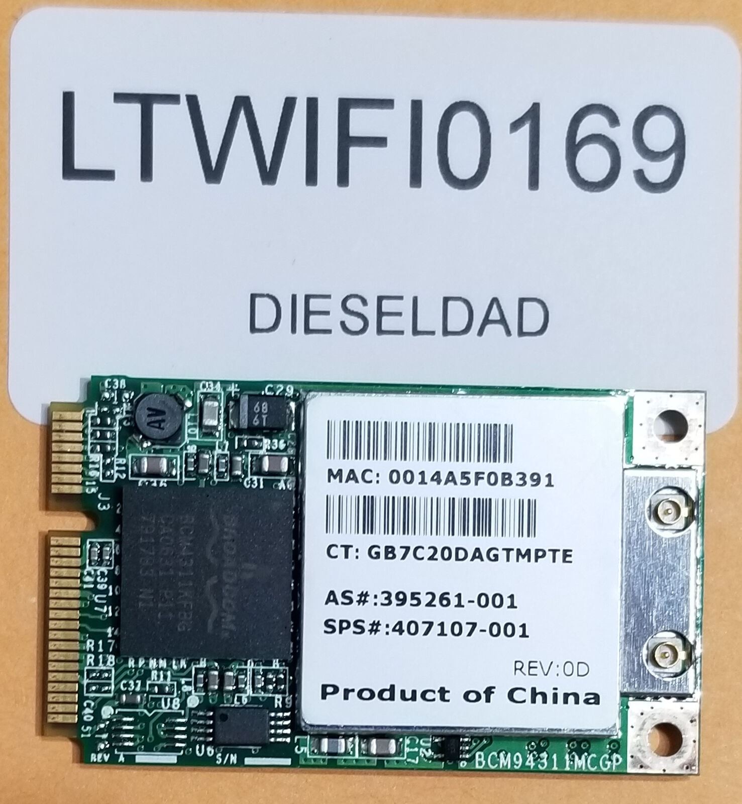 HP Compaq C300 Broadcom WiFi Wireless Adapter Card BCM94311MCGP 407107-001