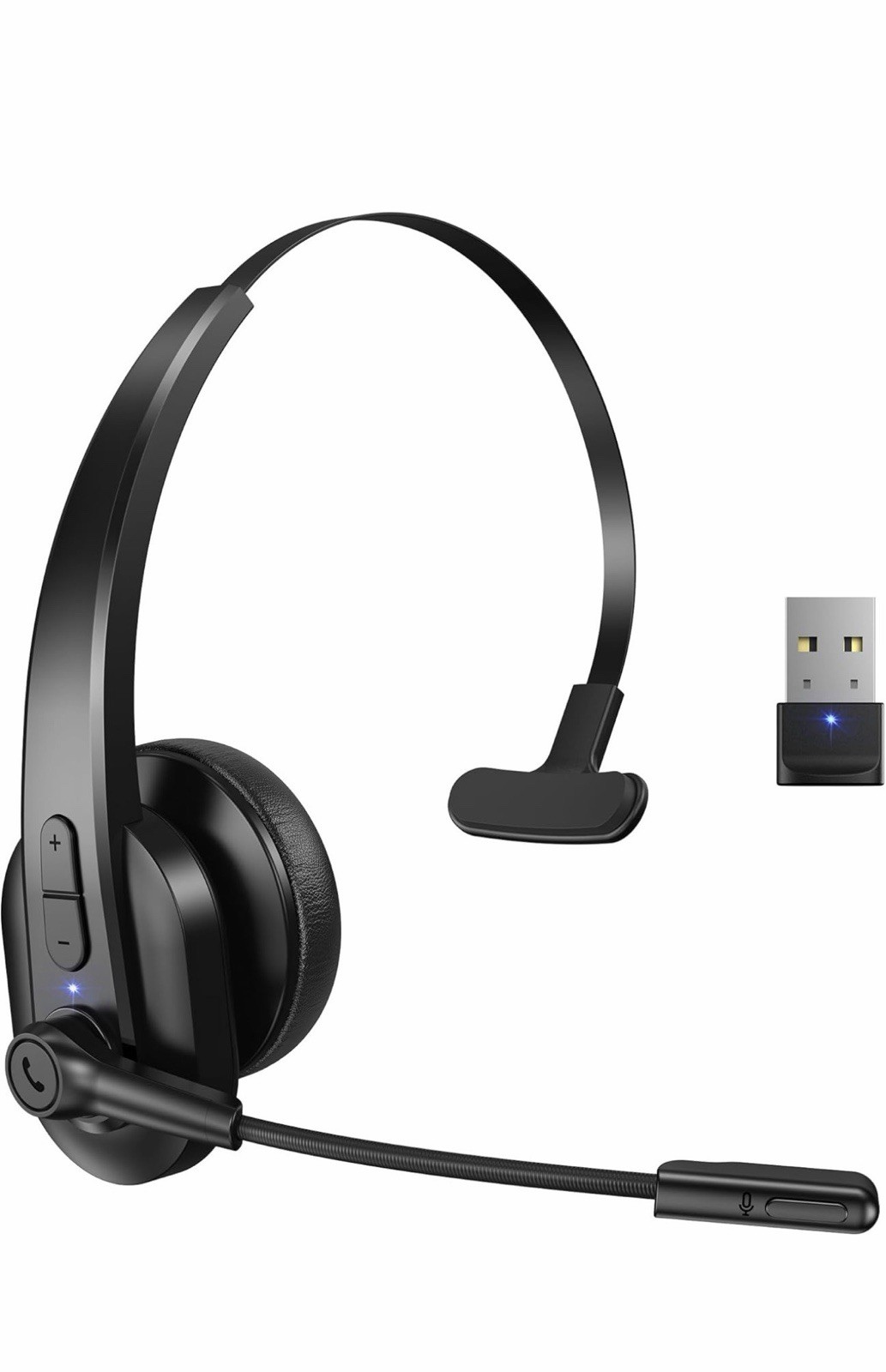 M99+ Bluetooth Wireless Headset Black Noise Cancelling Boom Mic USB Dongle 50h