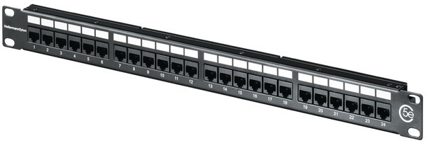 Hellermann Tyton PP110C5E24 Category 5e Universal 24 Port Patch Panel, 1U, Black