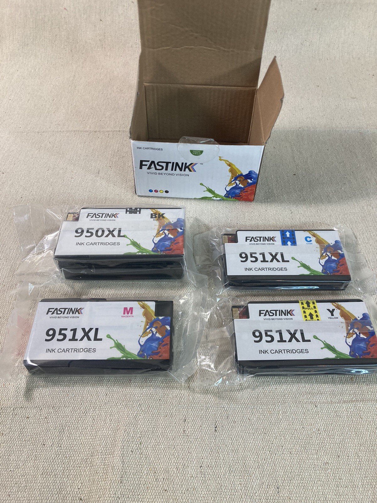 Fastink 951xl 950xl 4 Pack Ink Printer Replacement Cartridges Cyan YW, BL MG858