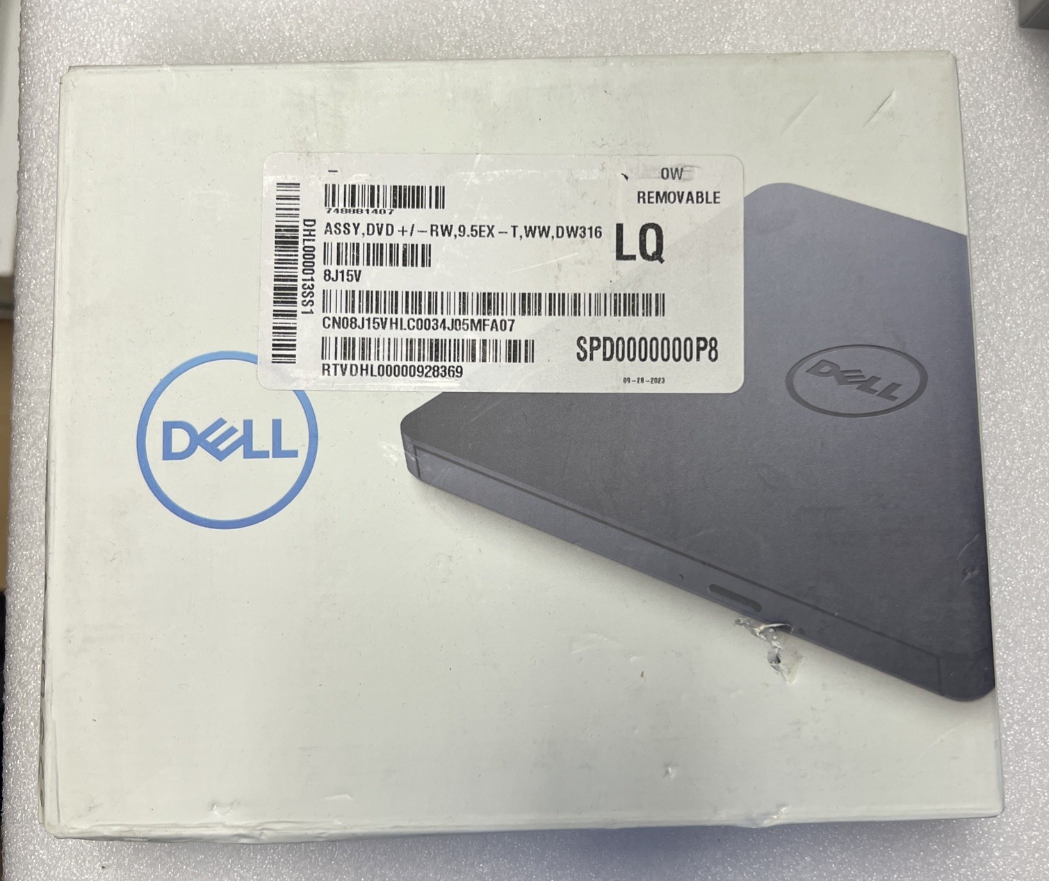 NEW- Dell DW316 8J15V USB Slim External DVD/CD Optical Drive OEM N3