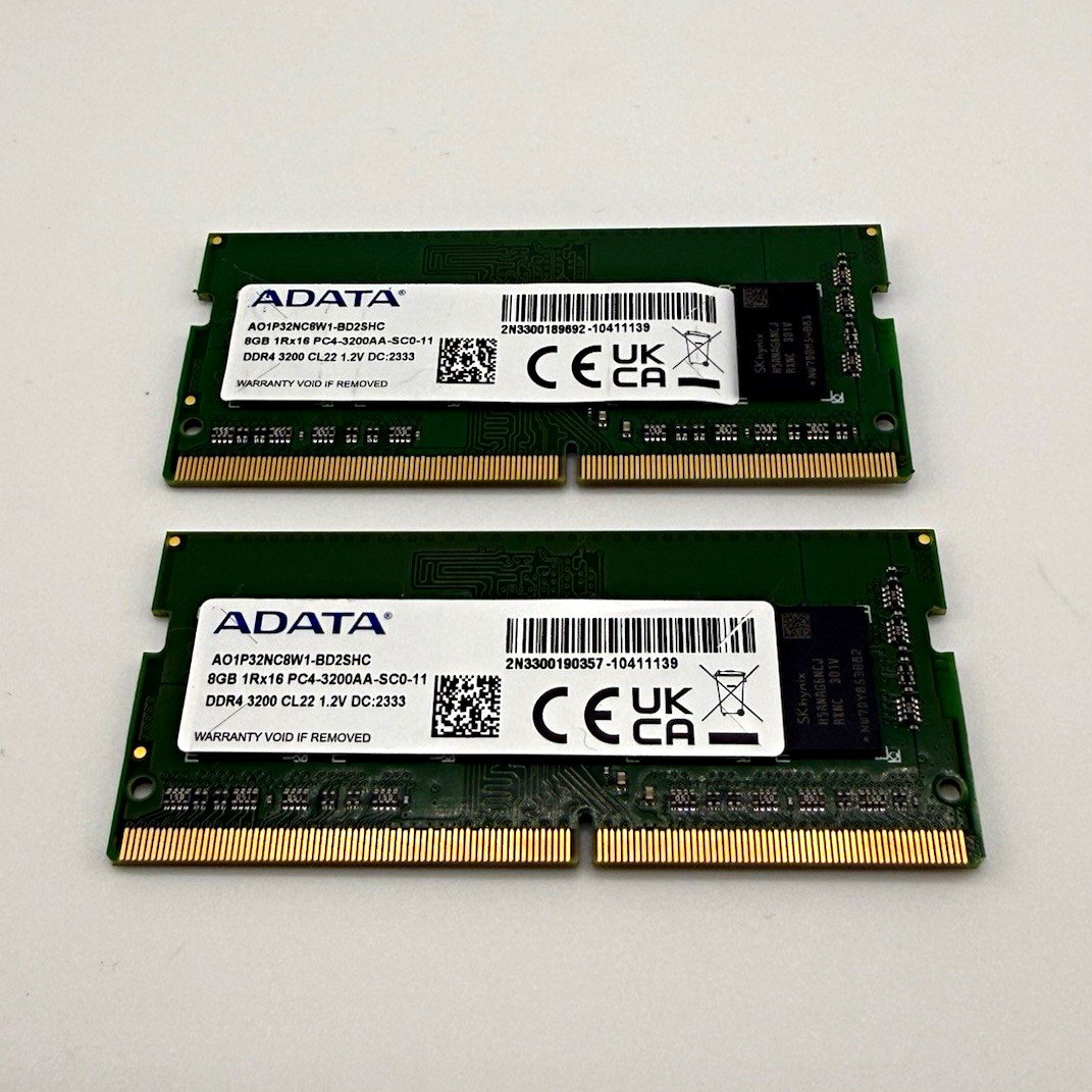 ADATA 16GB (2x8GB) DDR4-3200 PC4-3200AA CL22 SO-DIMM Non-ECC