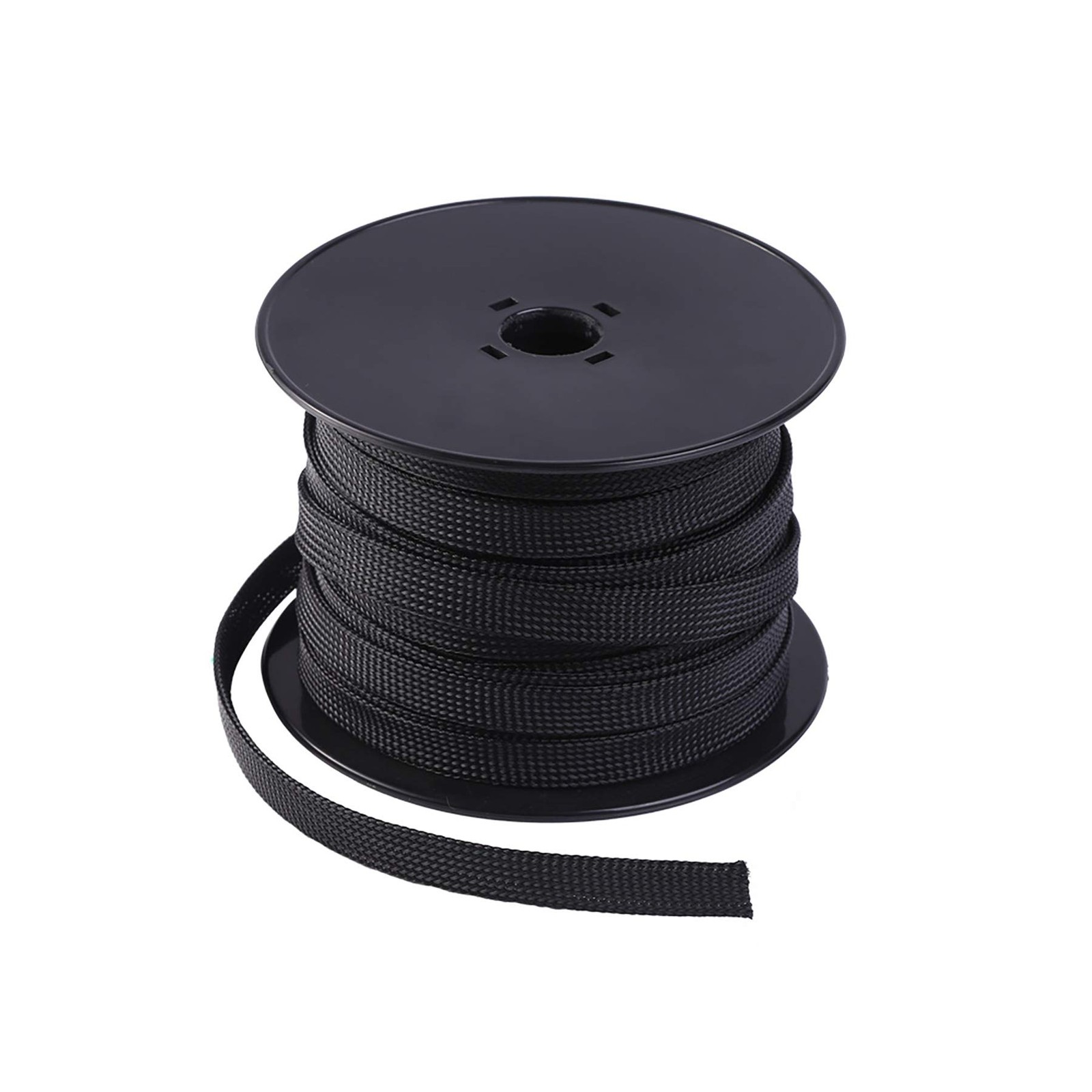 Keco 100ft – 1/4 inch PET Braided Expandable Cable Sleeve – 1/4-100ft, Black