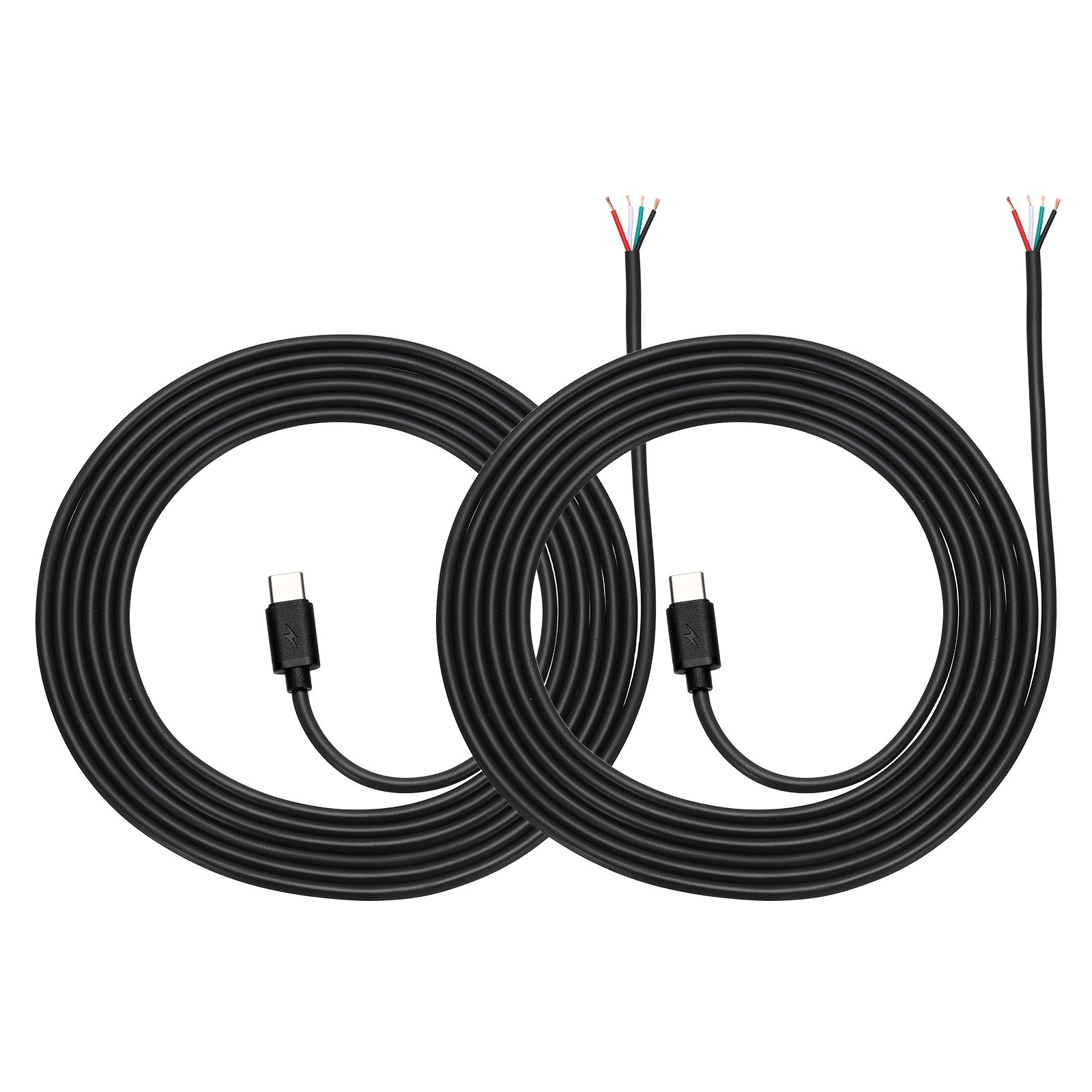 2Pcs 2m/6.56Ft USB C Pigtail Cable, 5V 2.4A Type C to 4 Pin Wires, Black