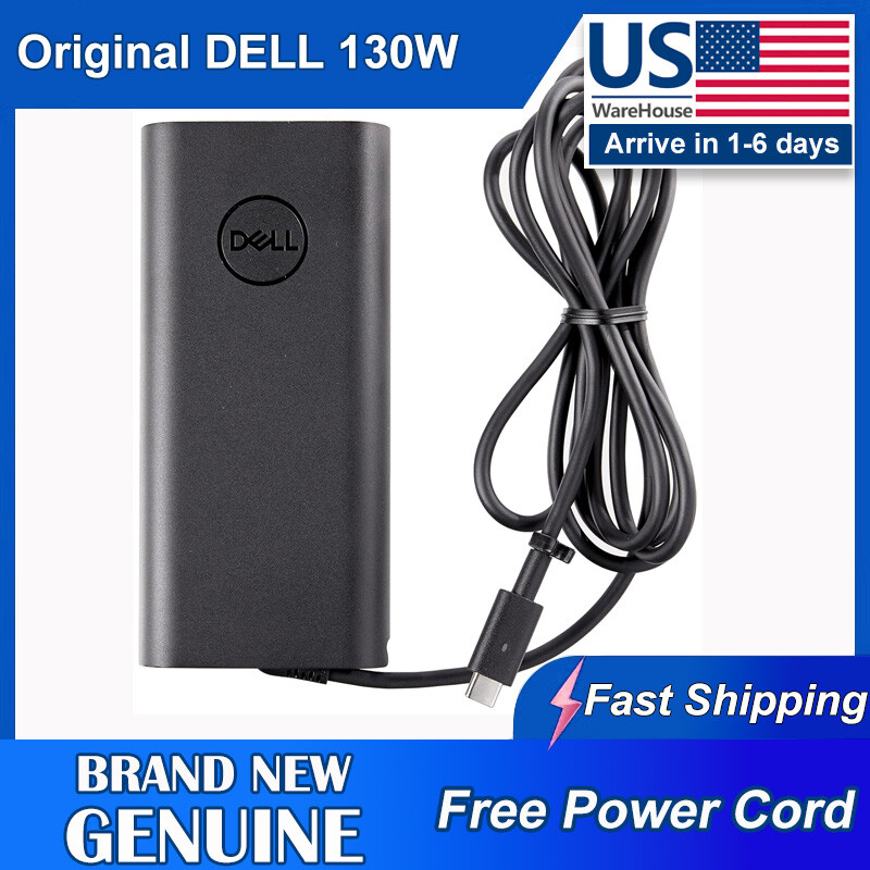 Dell 450AHOM USB-C 130W AC Adapter +Power Cord Original Charger- United States