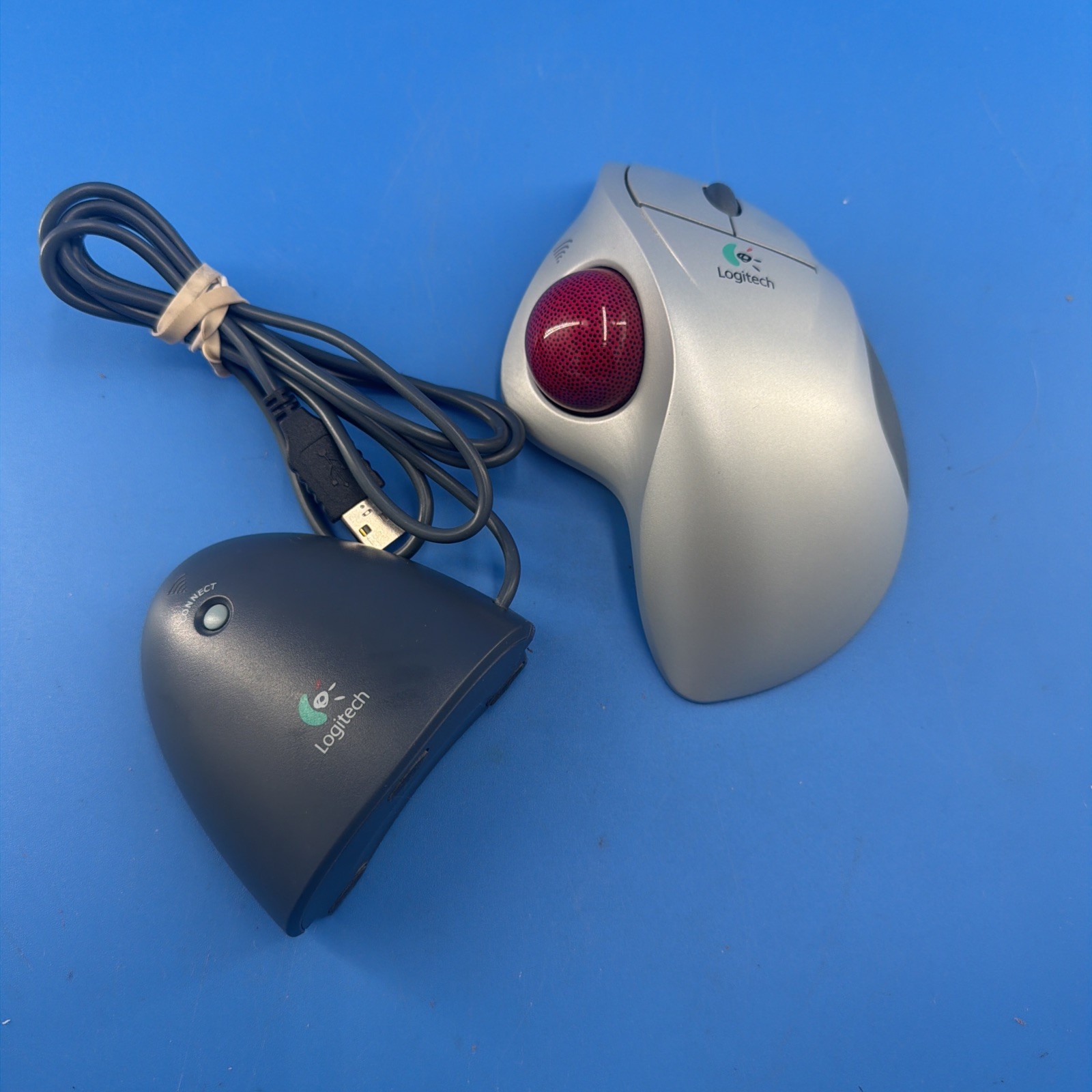 Logitech T-RA18 Cordless Trackman Wheel Trackball Mouse w Receiver Dongle Tested
