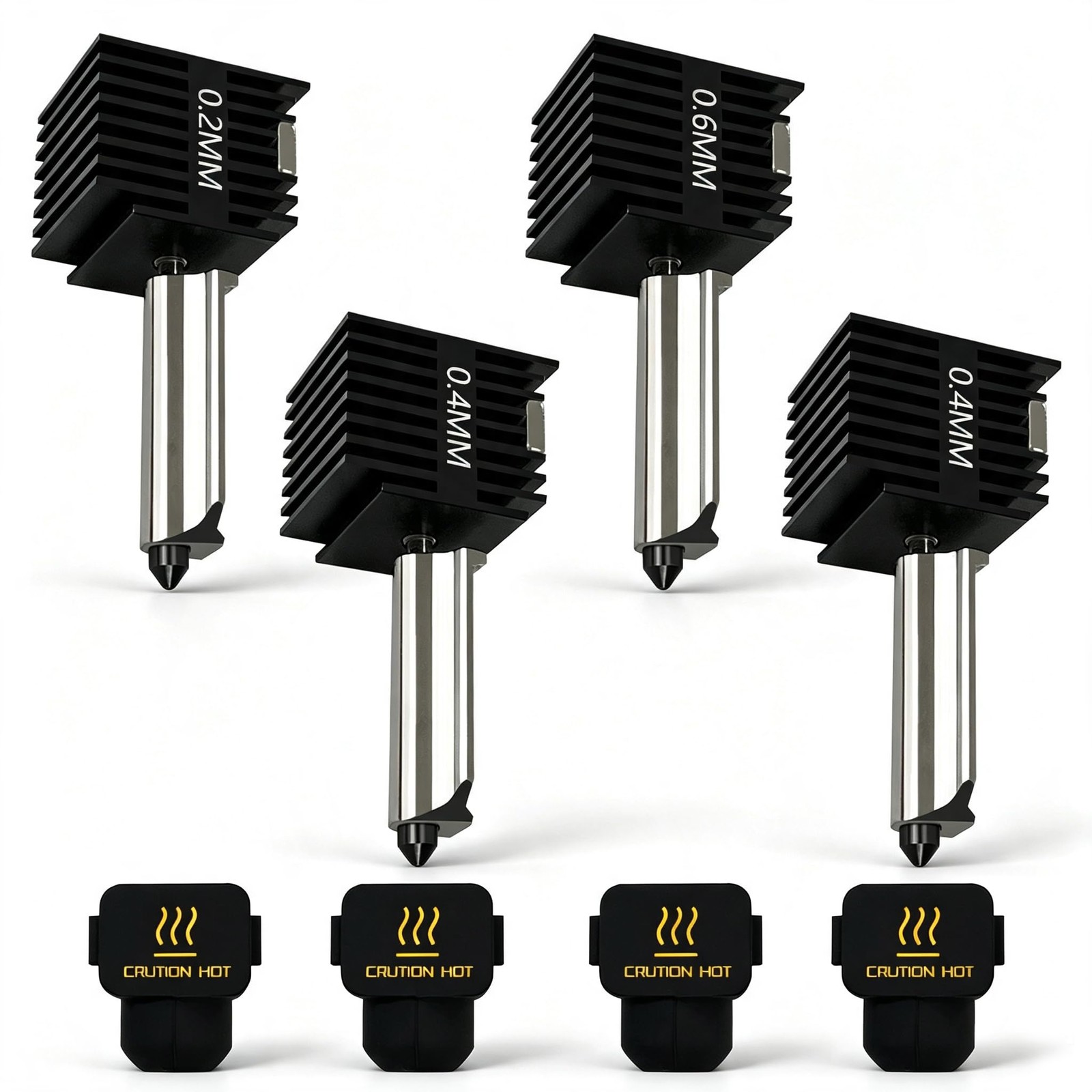 4‑Pack 0.2/0.4/0.6mm A1 Mini Hotend Kit for Bambu Lab A1/A2L Nozzle
