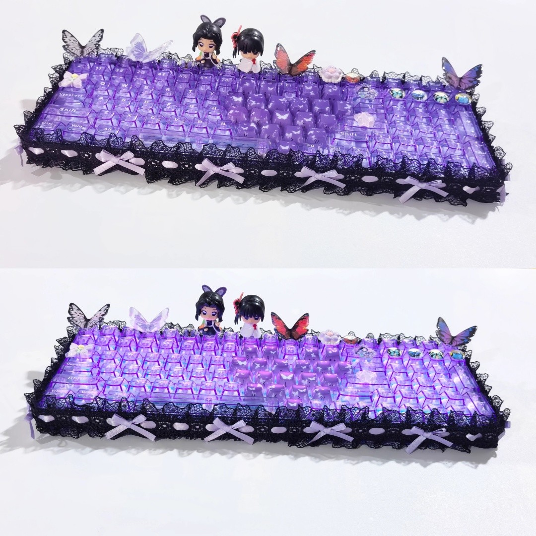 Demon Slayer: Kimetsu No Yaiba Kochou Shinobu RGB Wireless Keyboard Tri-mode New