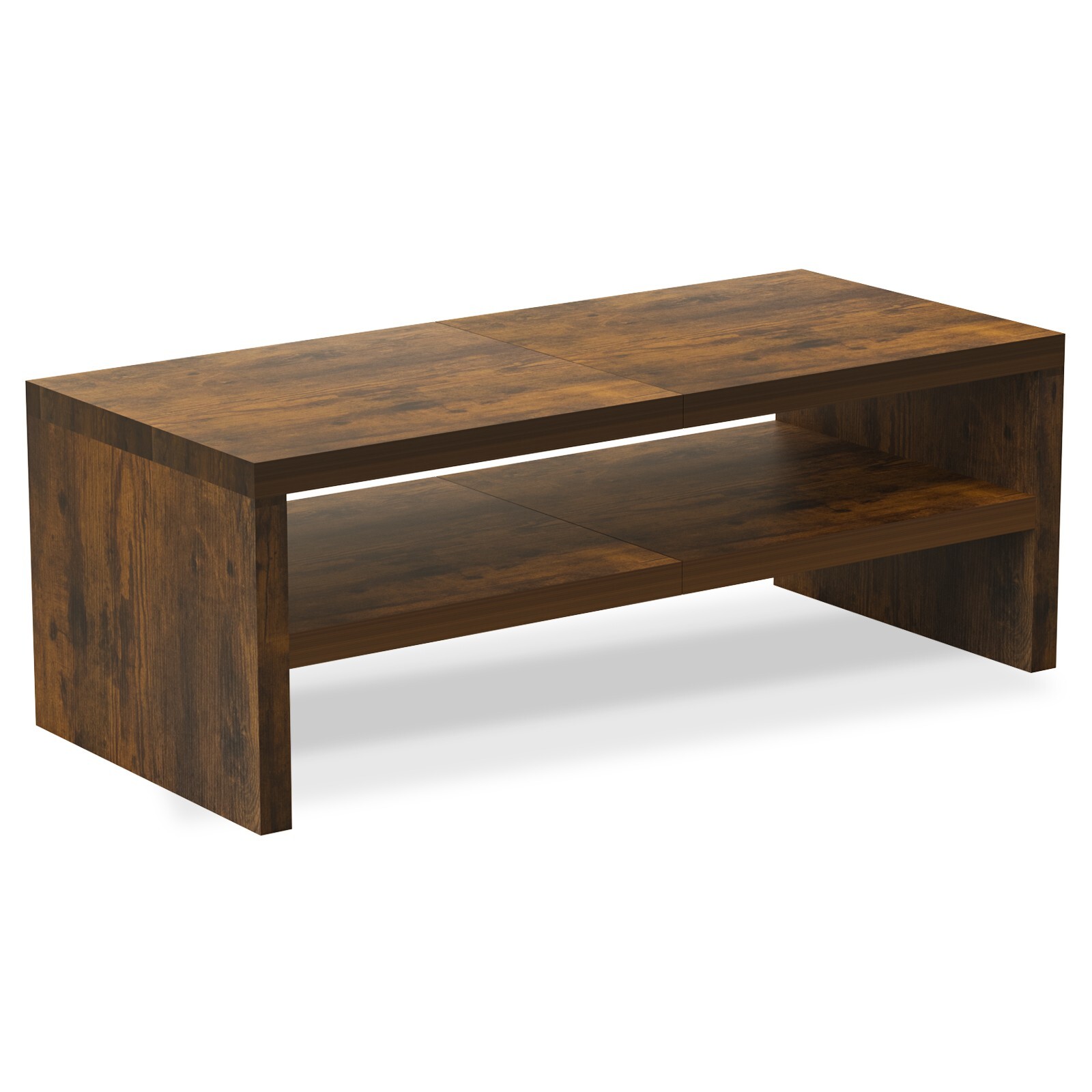 Wooden 2 Tiers Desktop Monitor Stand Riser 20 Inch Printer Stand with Storage 