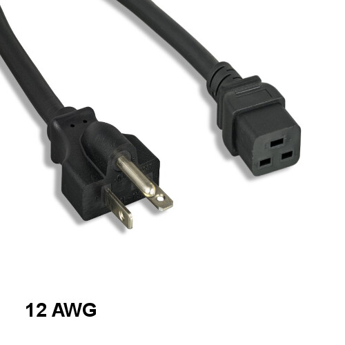 10x 10ft Black Heavy Duty Power Cord NEMA 6-20P to IEC60320 C19 12AWG 20A/250V