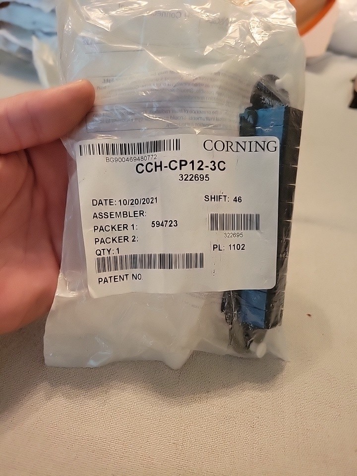 Corning CCH-CP12-3C Closet Connector Housing (CCH) Panel, Simplex UPC 12 Fiber