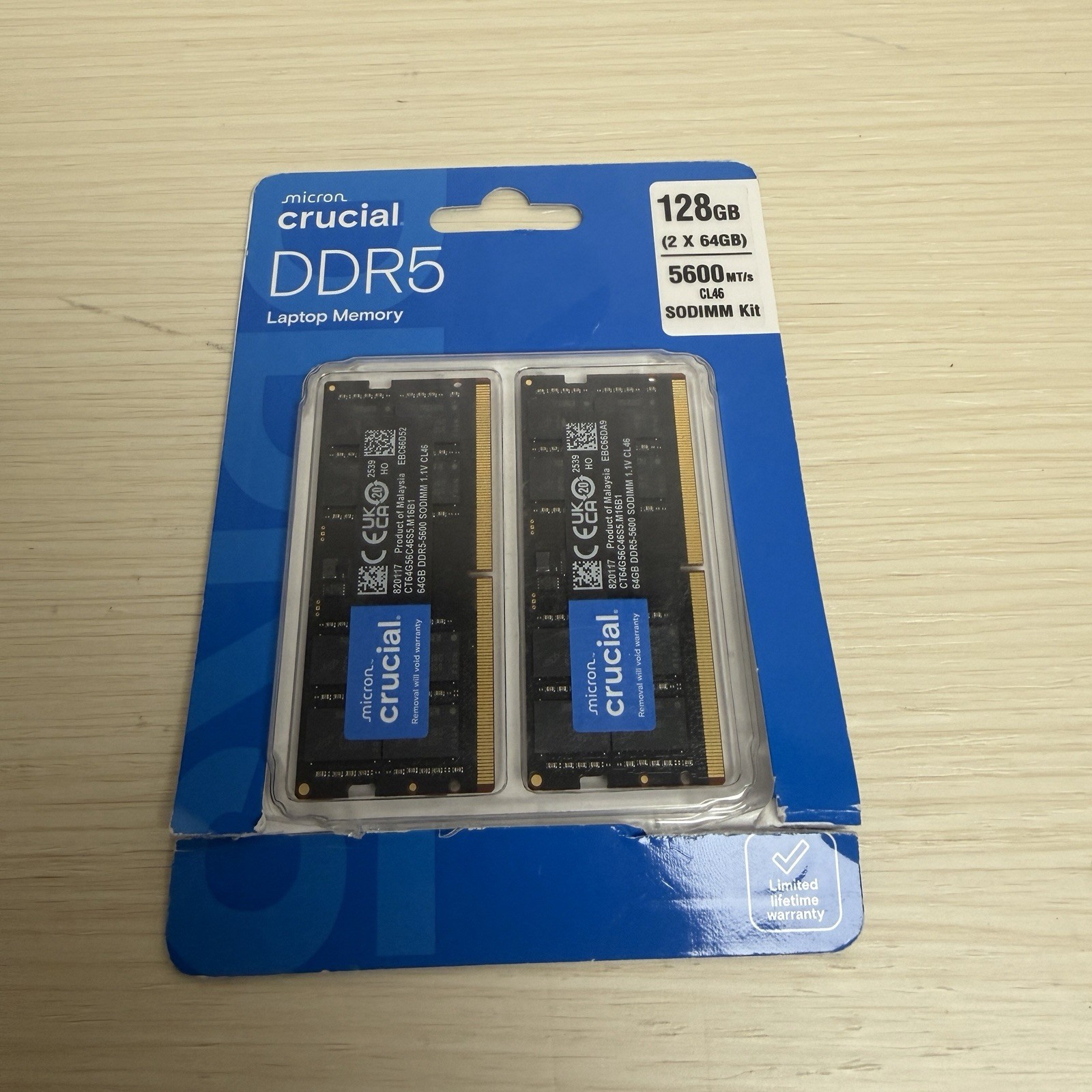 Crucial 128GB Kit Sodimm 2 x 64GB 262-Pin DDR5 5600 PC5-44800 Laptop Memory