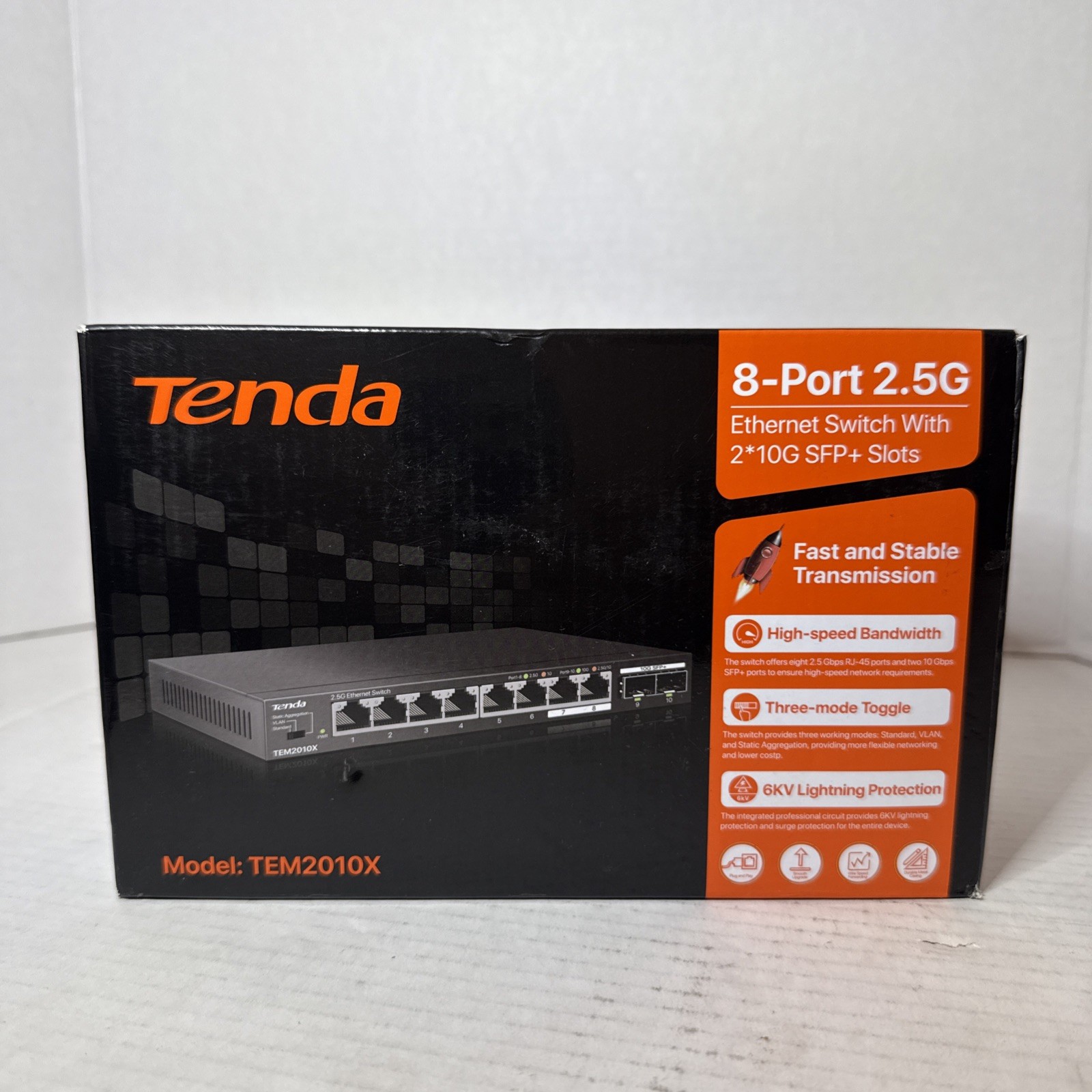 Tenda TEM2010X 8-Port 2.5G Ethernet Switch with 2x10G SFP+ Slots New In Box