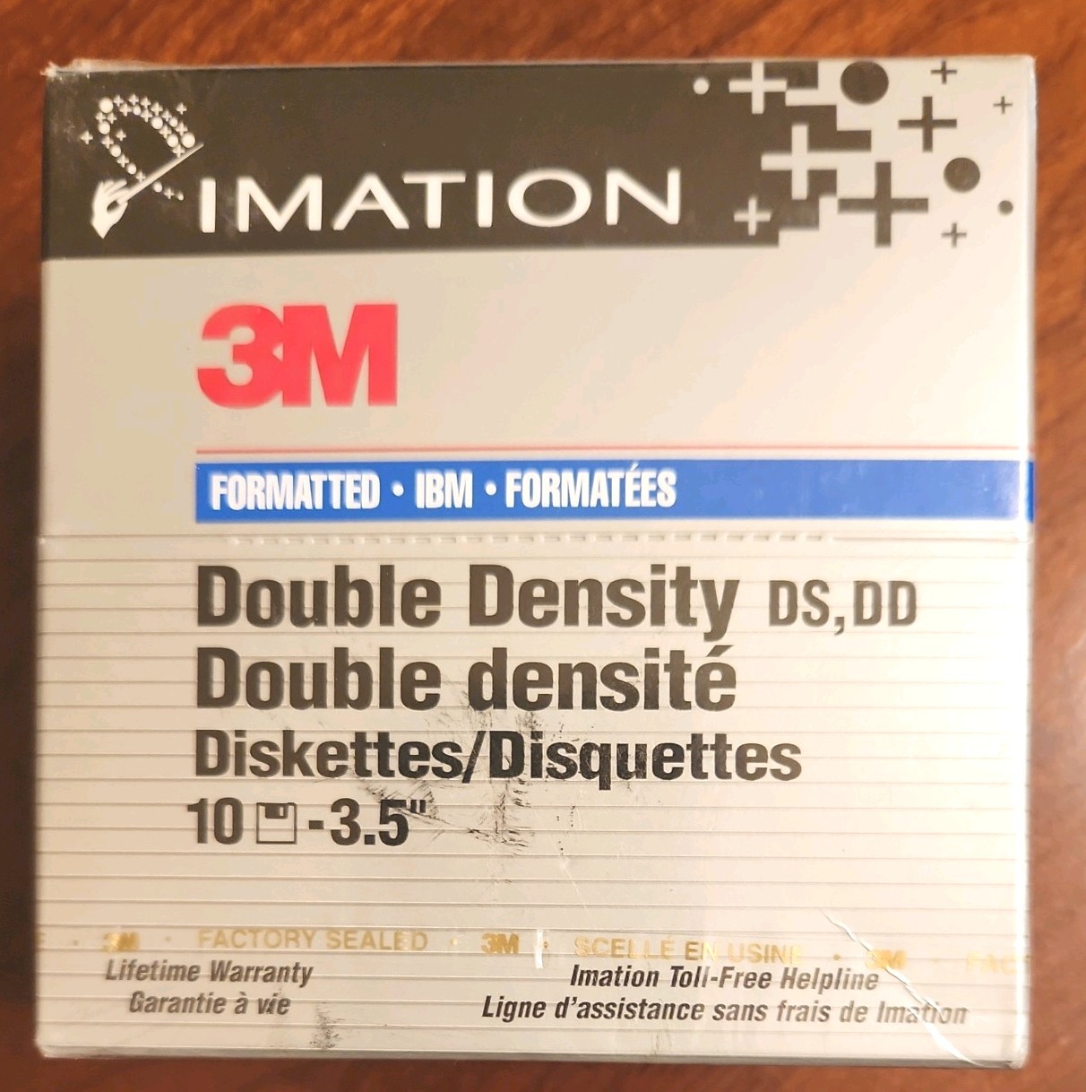 Imation 3M Double Density 3.5" Floppy Disks box 10 Diskettes Sealed NOS.