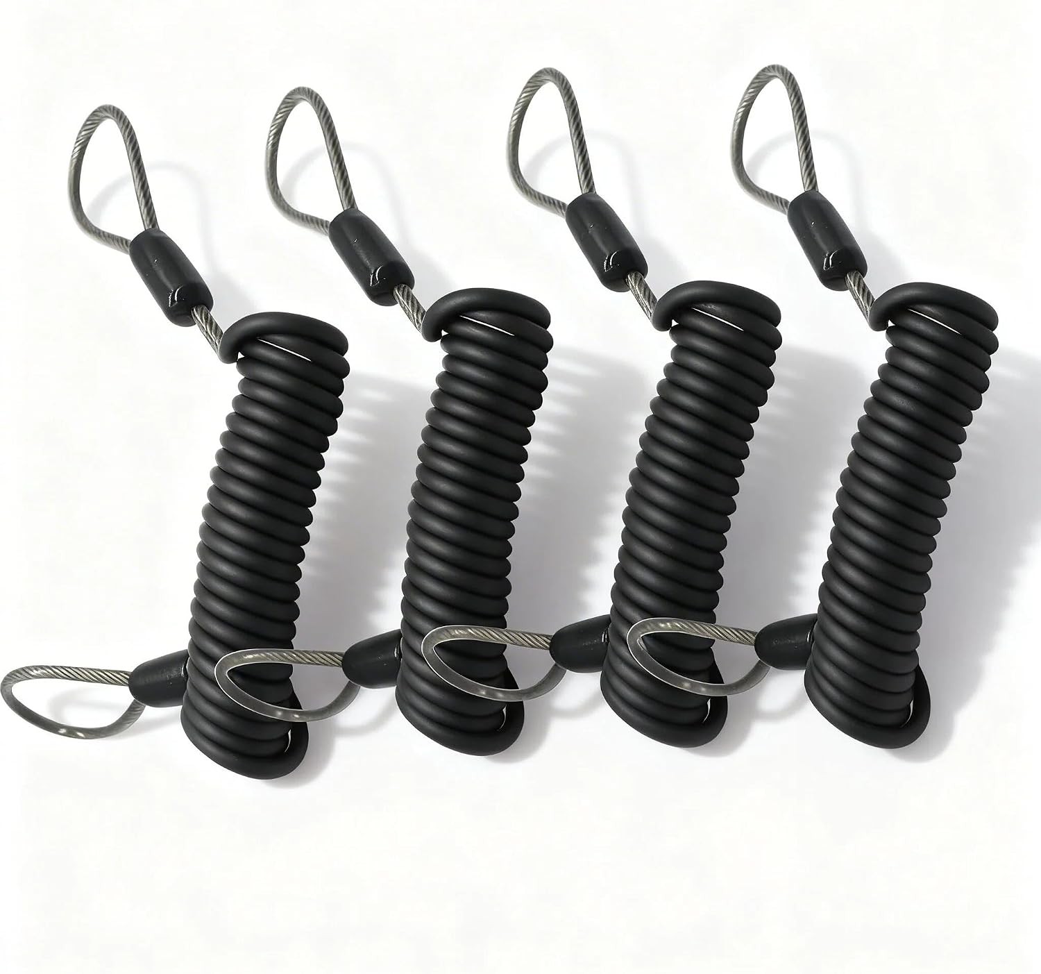 4 pcs Stainless Steel 4mm Thickness Vinyl Cover Wire Cable Spring Coiled Cable L