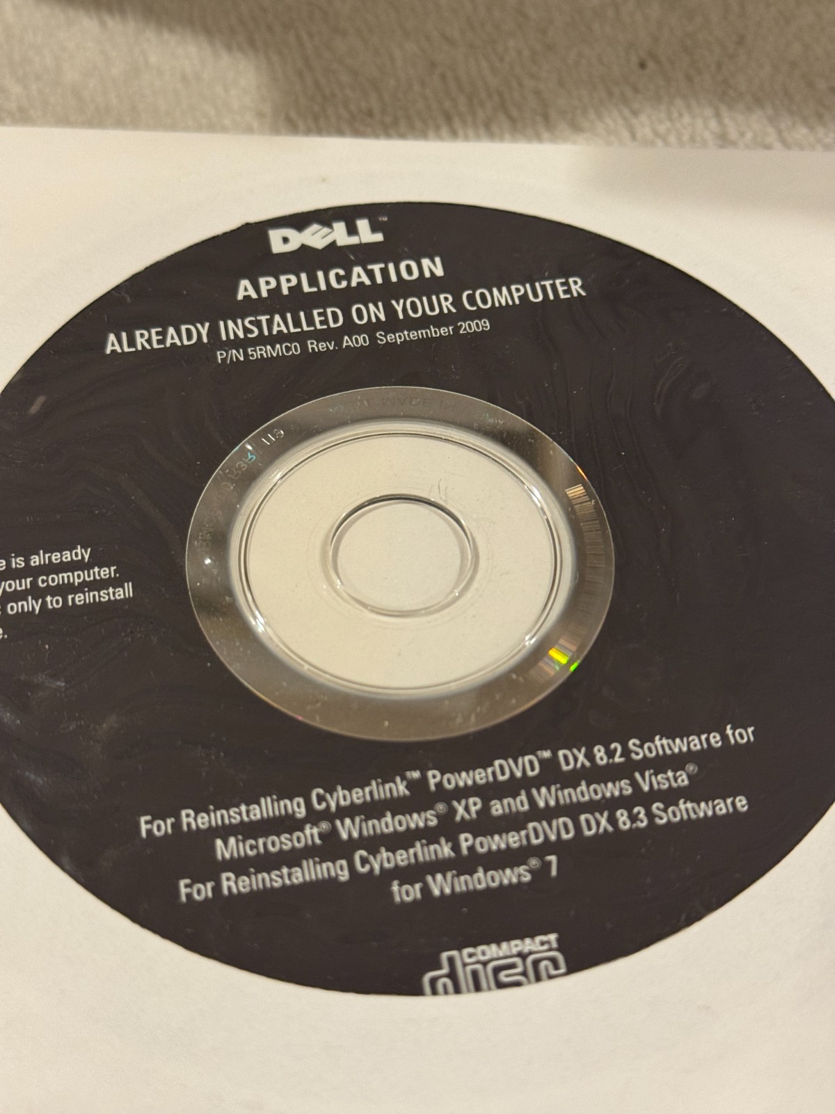 Dell Reinstalling Cyberlink PowerDVD DX 8.2 & DX 8.3 - SEALED