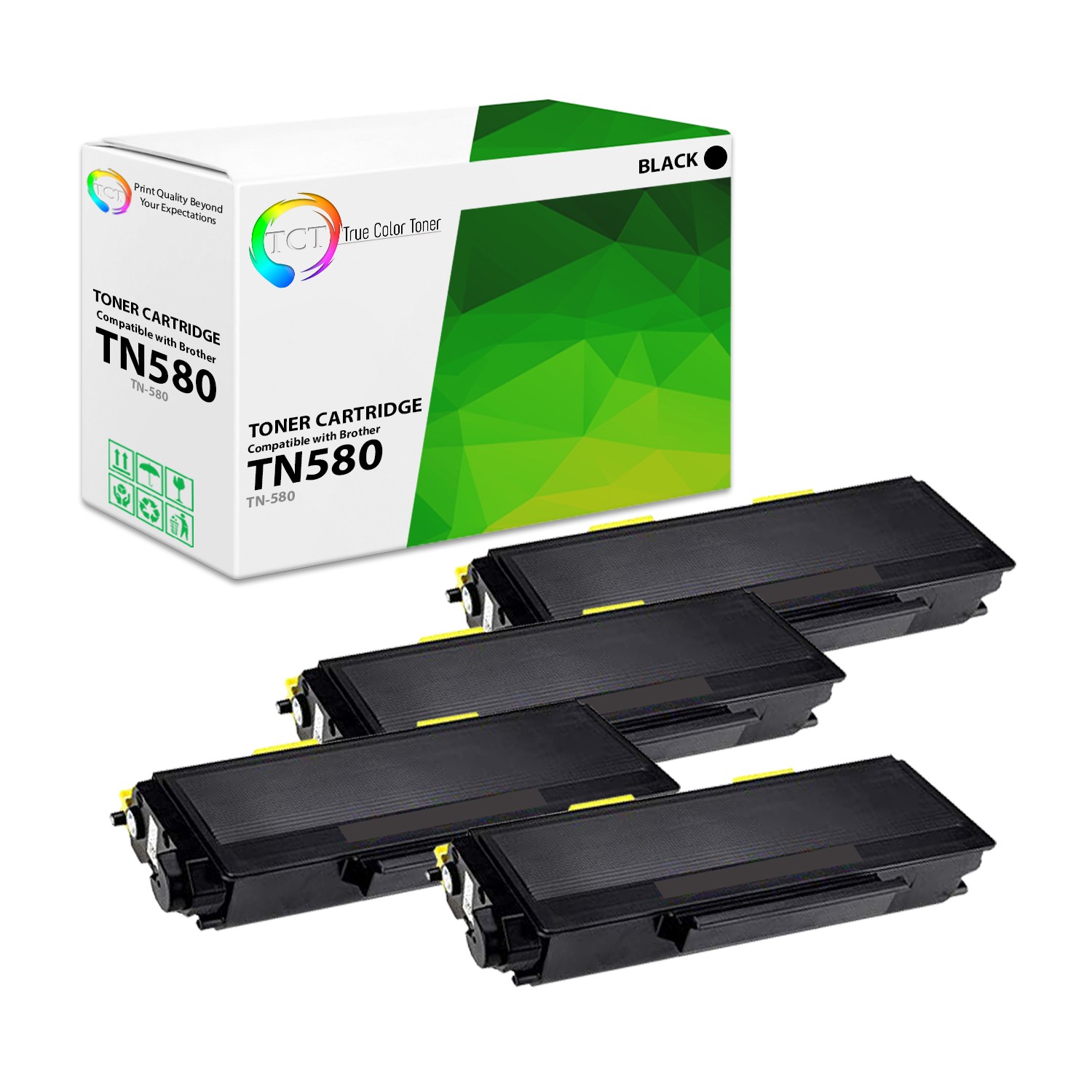 TCT 4PK TN580 High Yield Compatible Toner For Brother HL 5240 5250 MFC 8460n