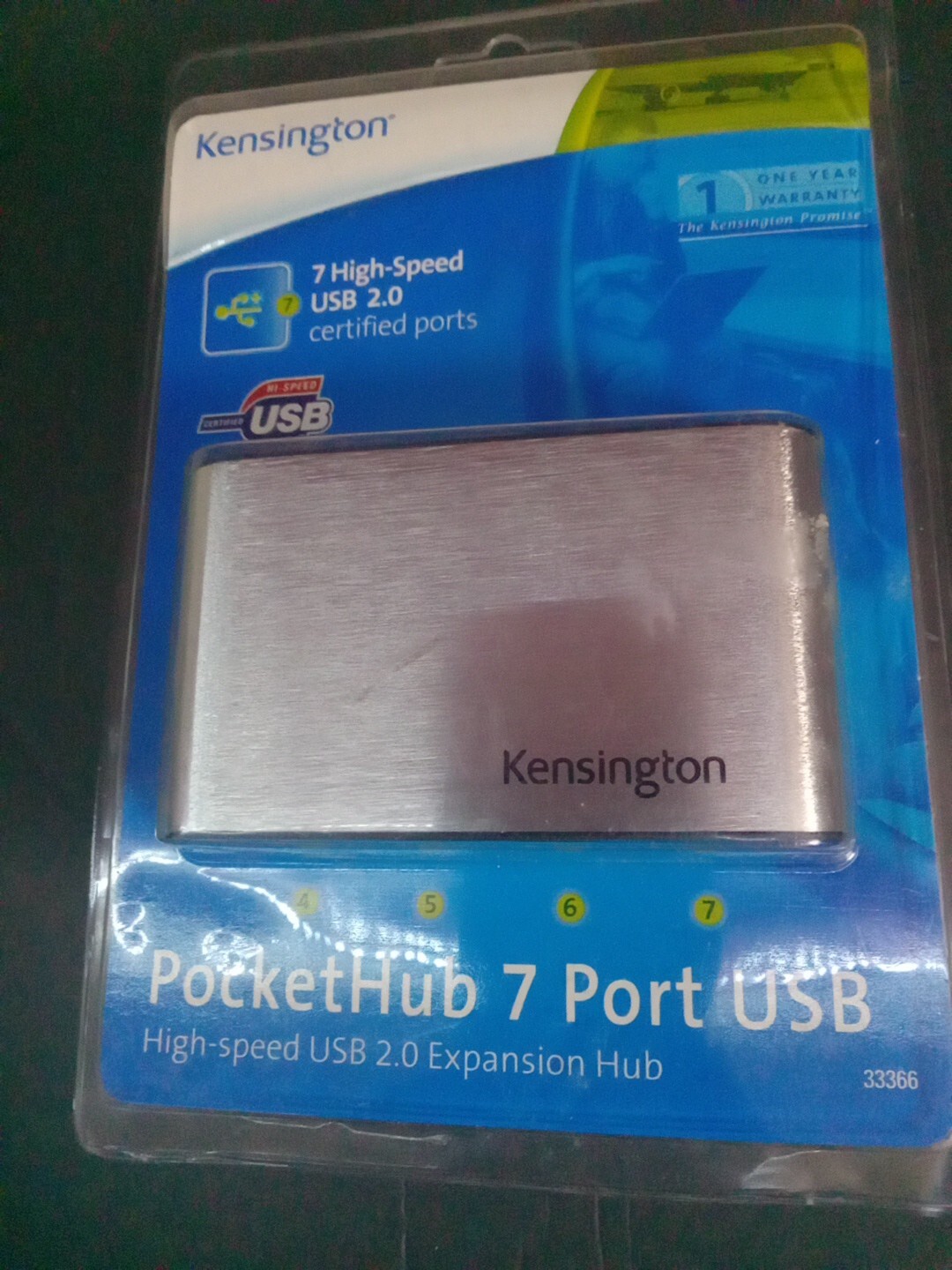 Kensington PocketHub 7 Port USB 2.0 33366 New