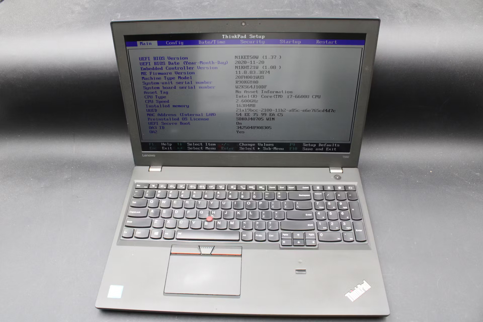 Lenovo ThinkPad T560 Used NO OS 15.5" (i7-6600U-16GB-256GB SSD)
