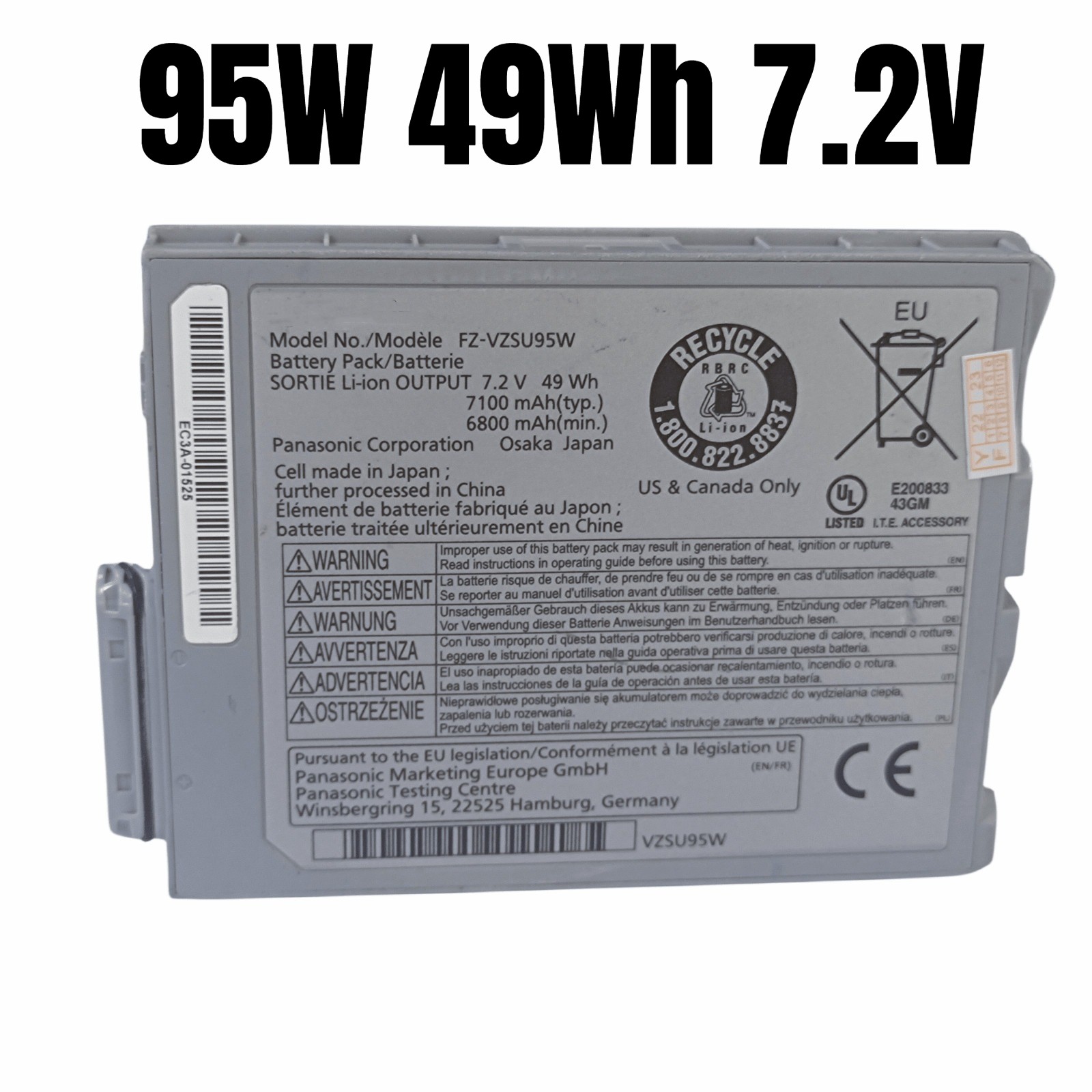 Genuine FZ-VZSU 95W 49Wh 7.2V Battery Replacement for Panasonic FZ-M1 CF-B2