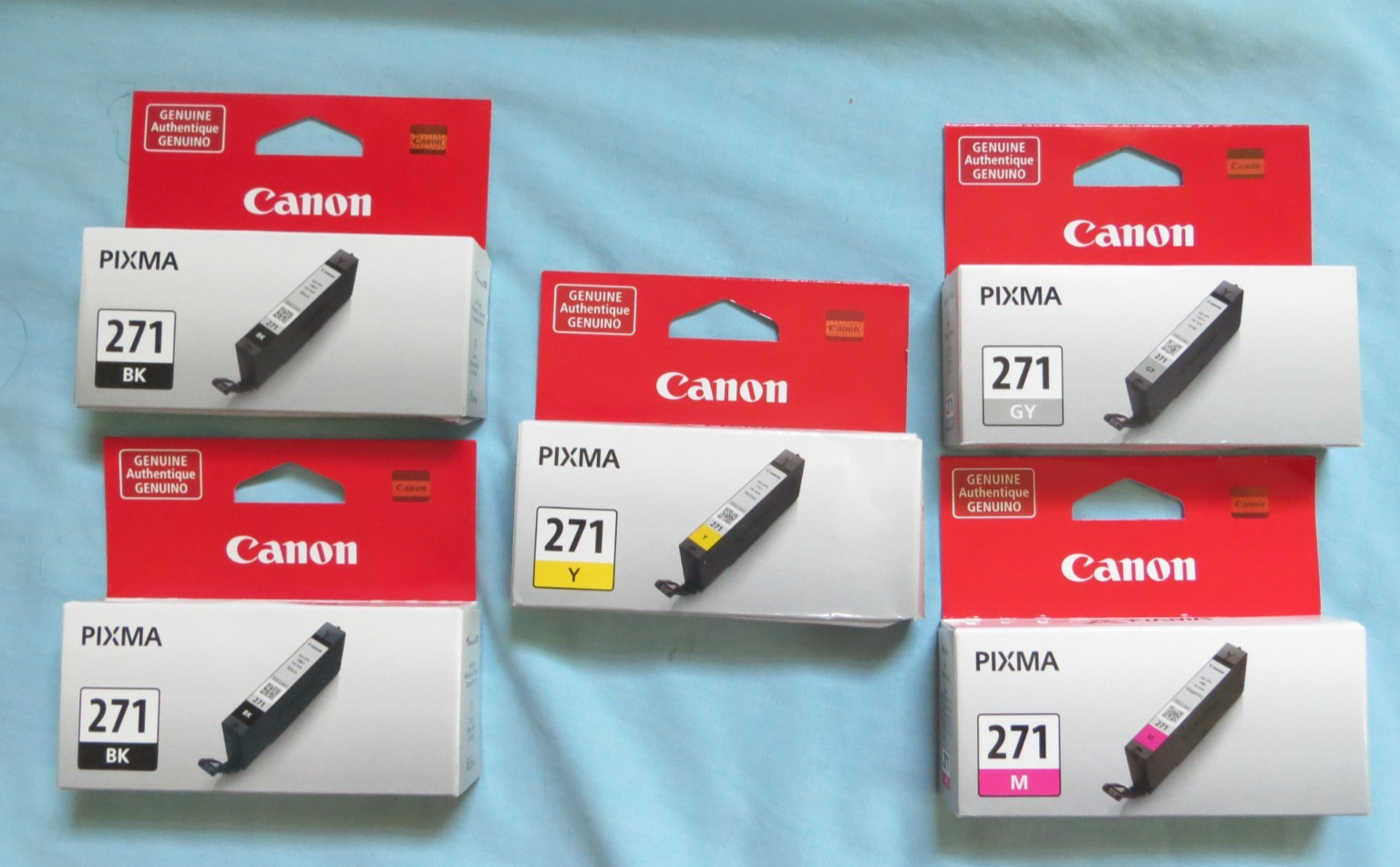 (5) Genuine Canon 271 Pixma Ink Cartridges - GY, M, Y, BK -New Sealed - Lot of 5