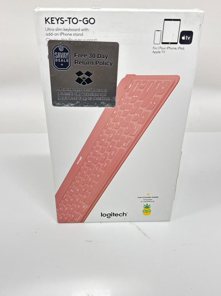 Logitech Keys-to-Go Super-Slim and Super-Light Bluetooth Keyboard Blush Pink.