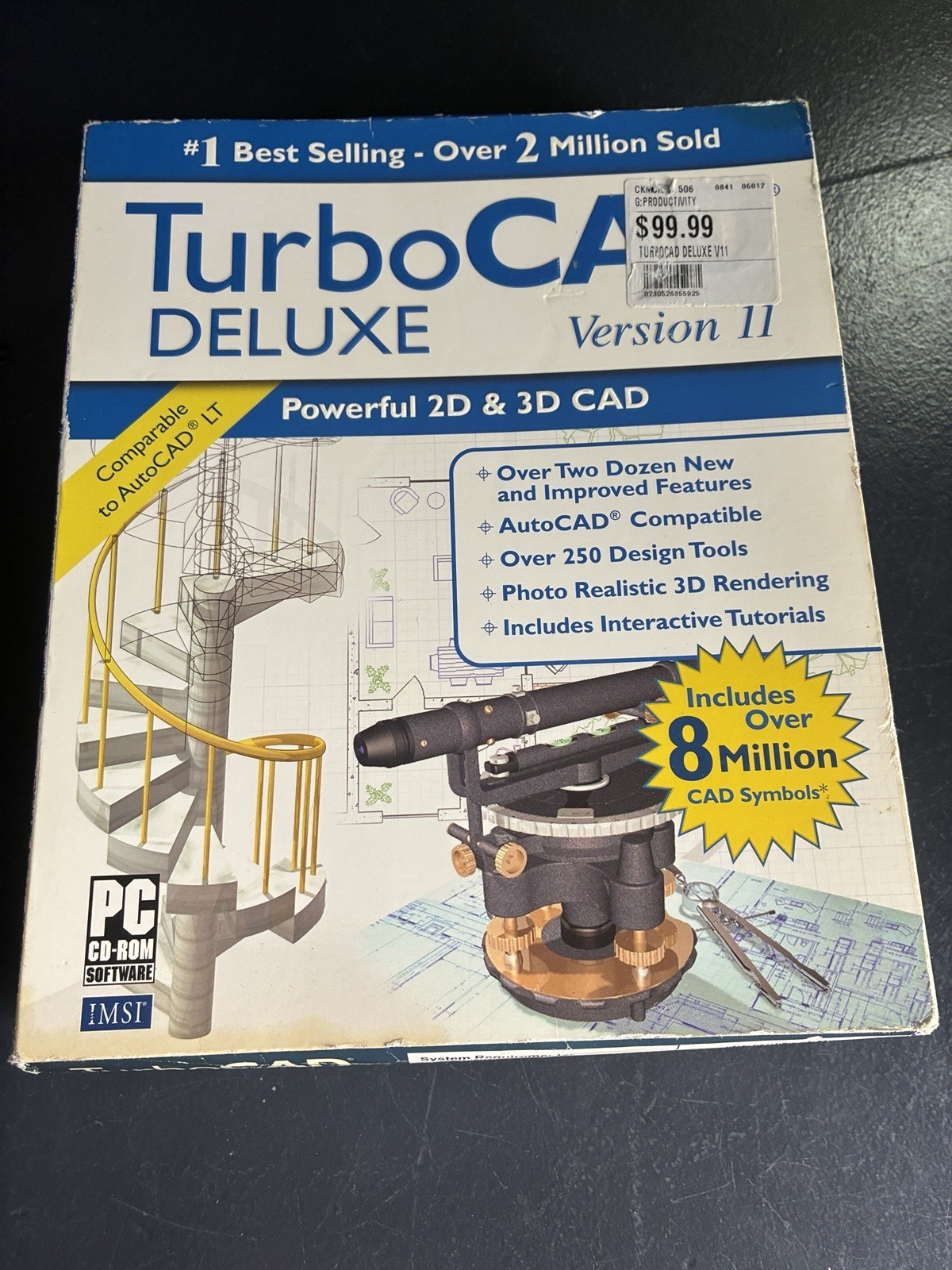 TurboCAD Deluxe Version 11 2D 3D CAD Software Windows XP 2000 NEW SEALED