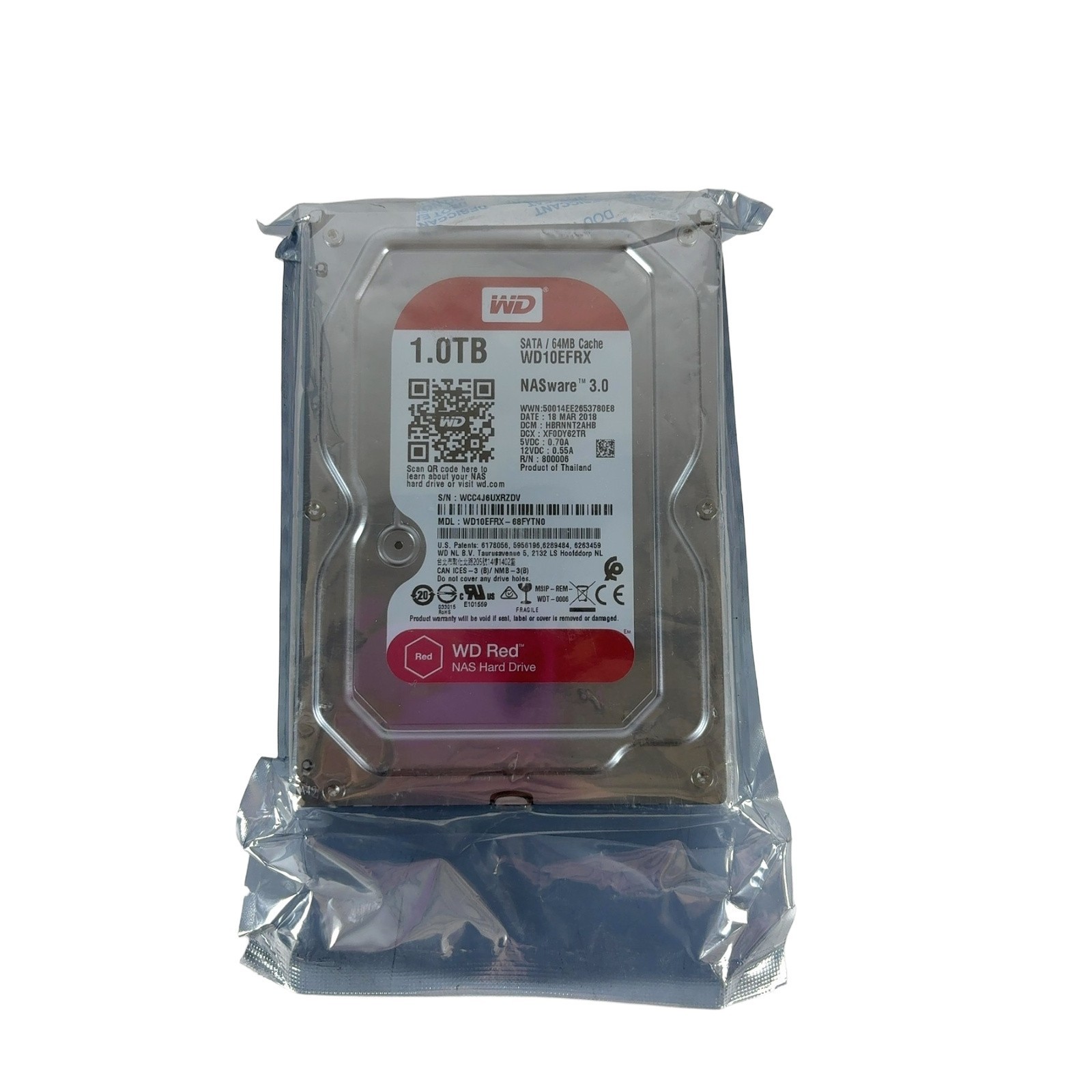 Western Digital Red WD10EFRX NASware 3.0 1TB 64MB SATA 6Gb/s 3.5 inch Hard Drive