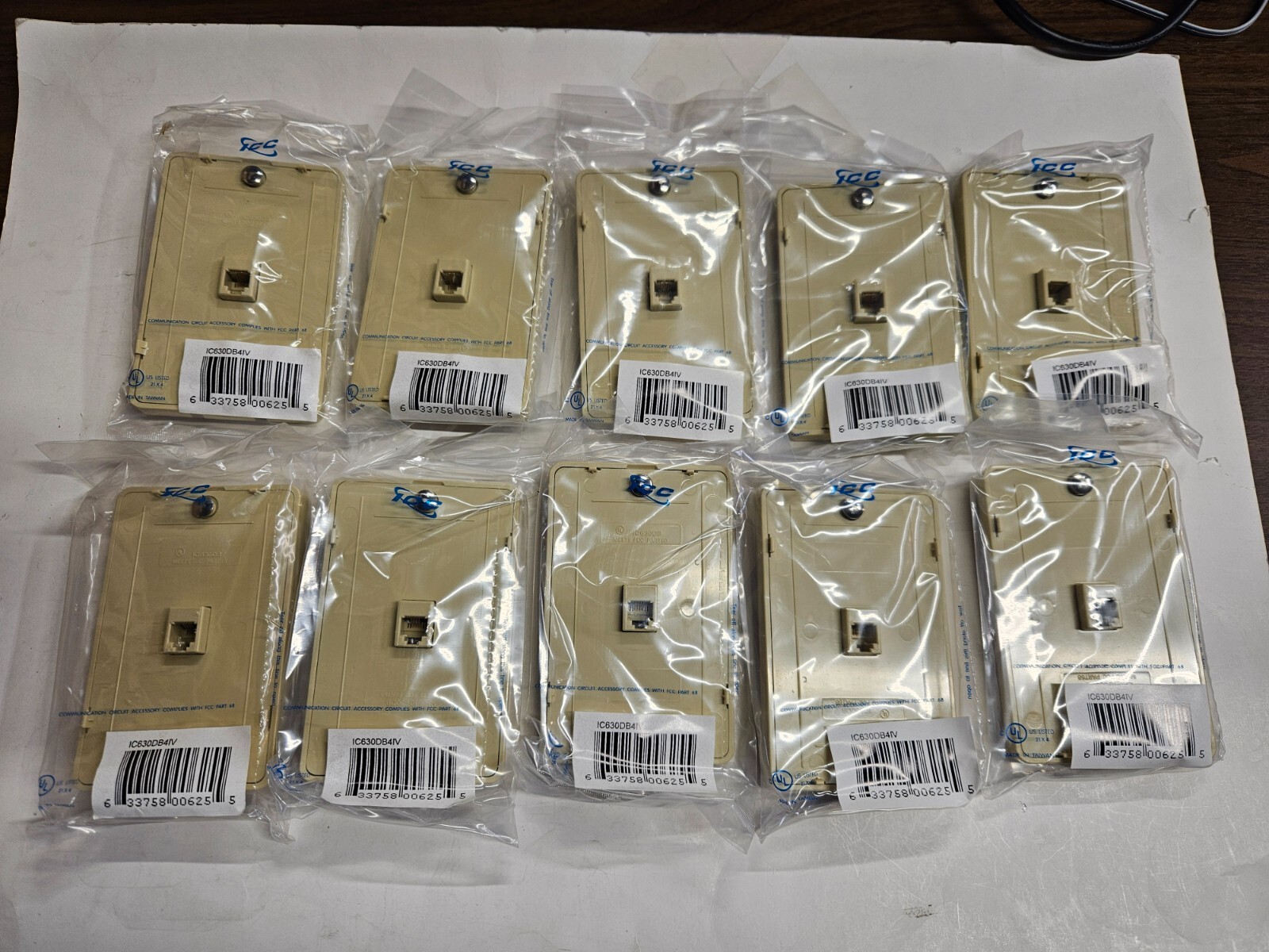 ICC Wall Telephone Plate IC630DB4IV 6P4C Ivory for Wall Mount KX-TDA50 (10-Pack)