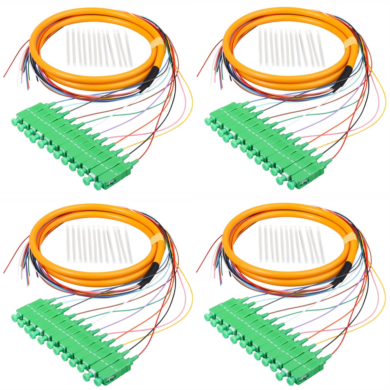 4 PCS SC/APC Fiber Optic Pigtail 1.2m 12 Strand Single Mode 9/125 Patch