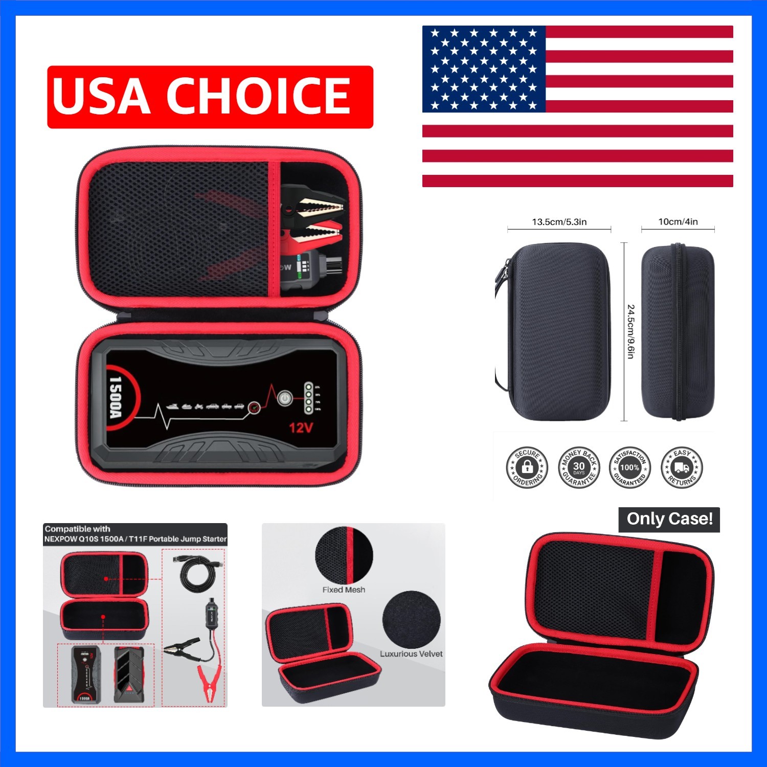 Storage Case Compatible with NEXPOW Q10S 1500A / T11F Portable Jump Starter C...