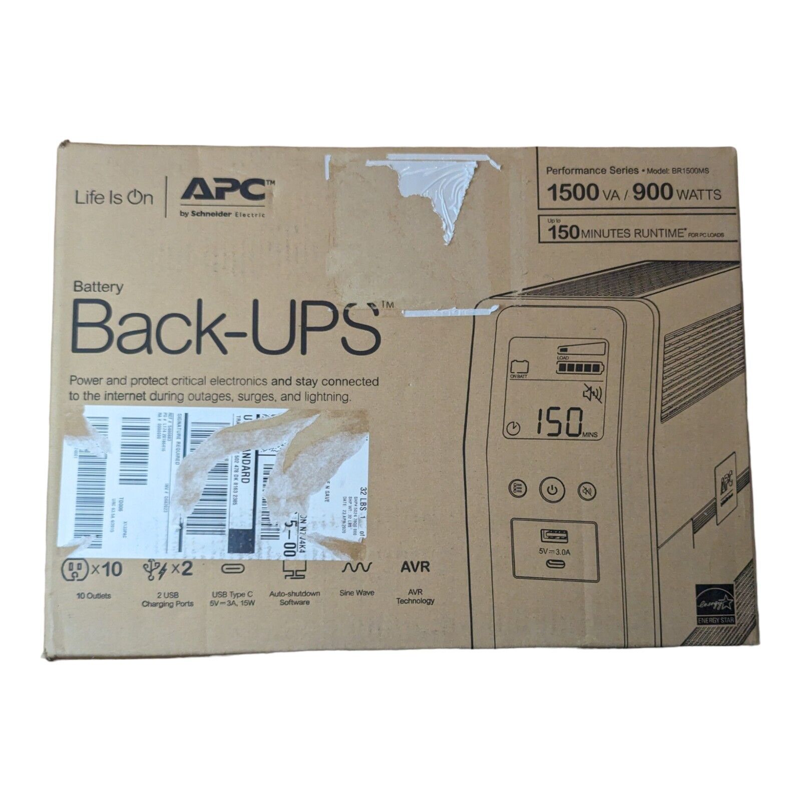 APC BR1500MS2 Back-UPS Pro, 1500VA, 900W, 120V Uninterruptible Power Supply