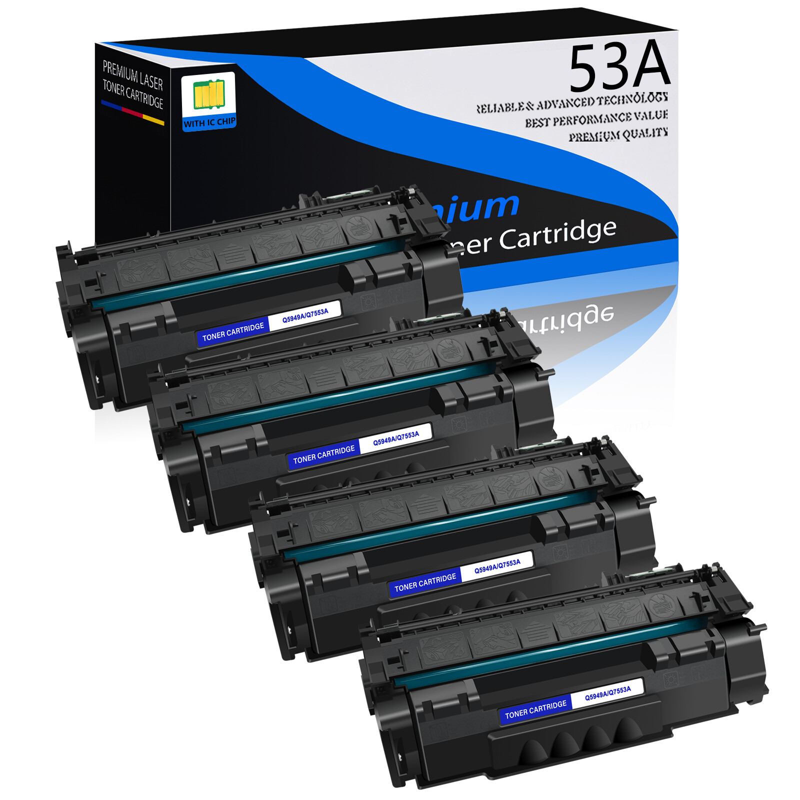 4PK Q7553A 53A Toner Cartridge Fit for HP LaserJet P2015dn P2015x M2727nfs MFP