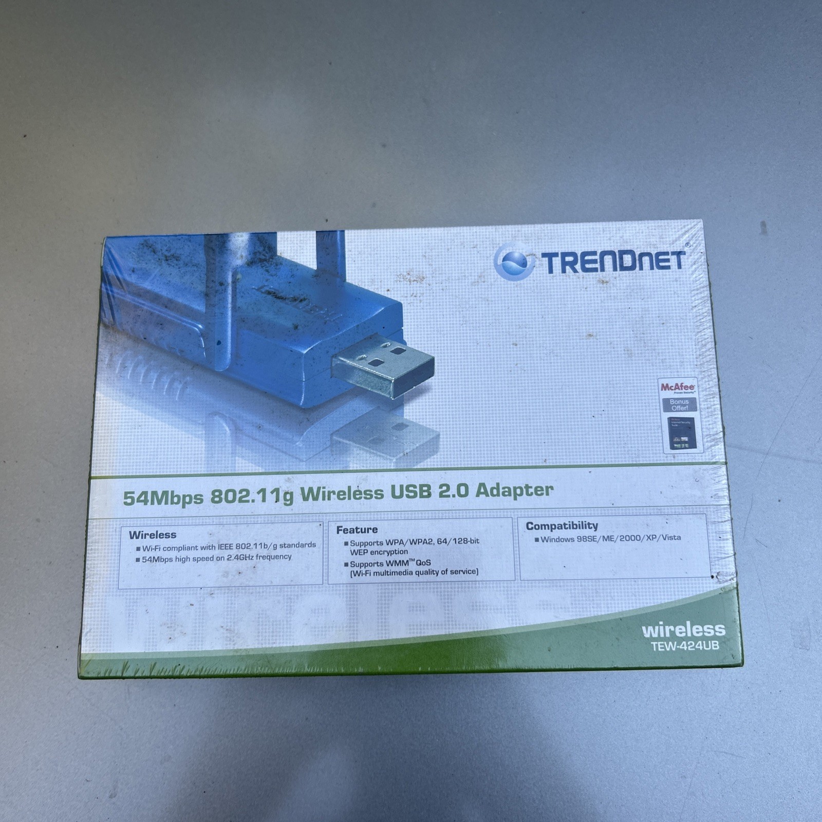 Trendnet TEW-424UB 54Mbps Wireless G USB Adapter For PC / Laptop New In Box