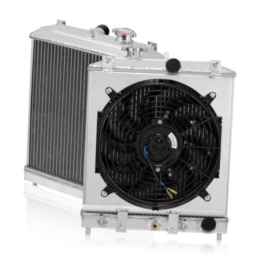 3-Row 52mm Aluminum Radiator with Fan for Chevy C/K, AD-RA+FS-HC92-42-AT-2