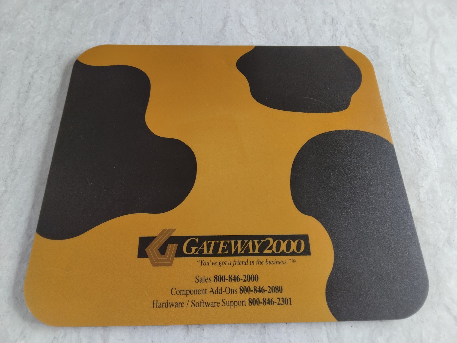 Gateway 2000 Cow Print Mouse Pad Vintage Yellow And Black