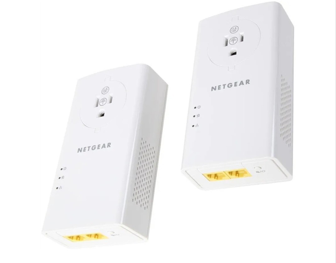 NETGEAR PLP2000 Powerline Ethernet Adapter Kit 2000Mbps 2-Pack Dual Port Outlet
