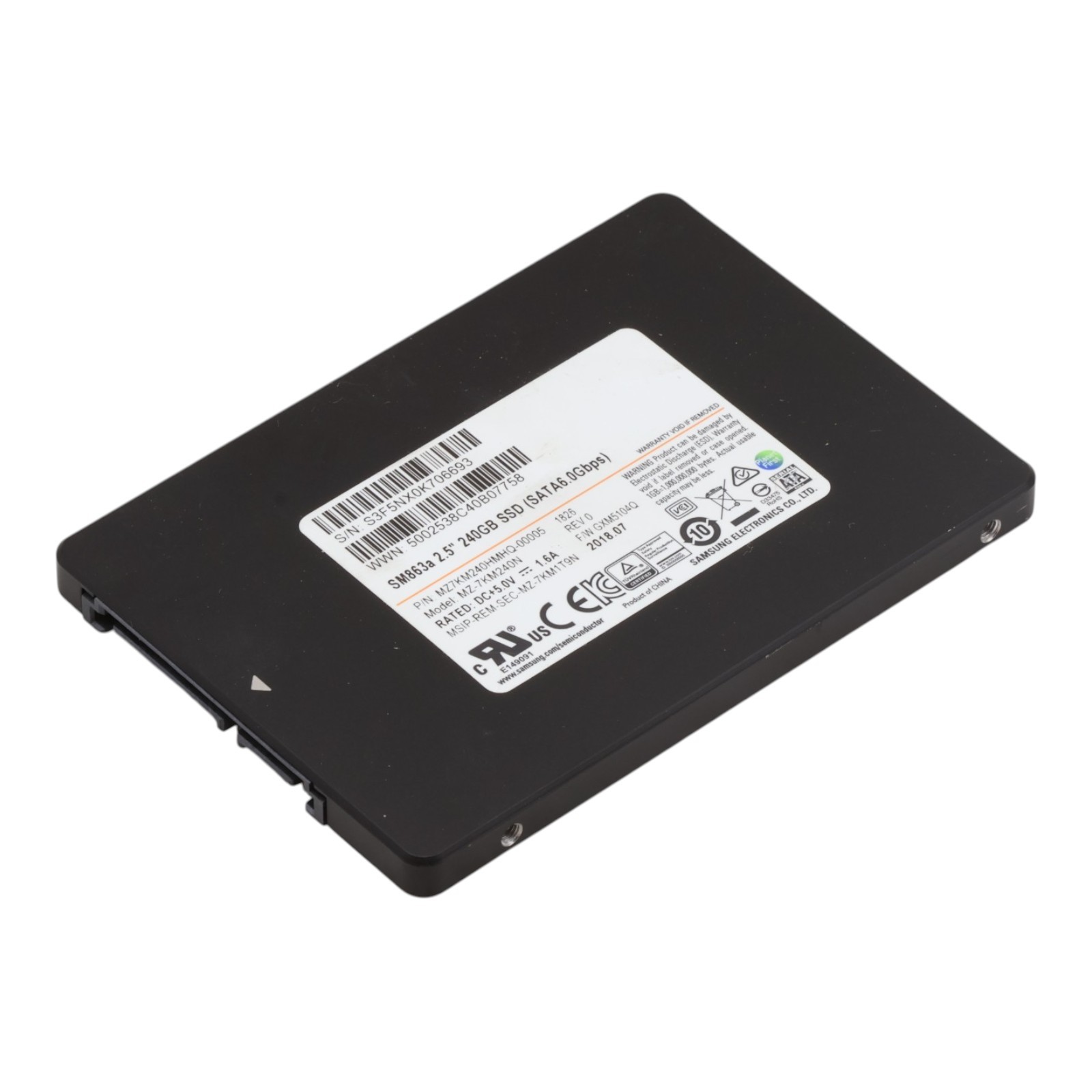 Samsung SM863a MZ7KM240HMHQ-00005 240GB 2.5" SATA III Data Center SSD