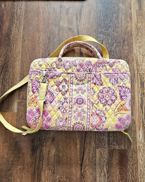 Authentic Vera Bradley Laptop Computer Bag with Strap Pattern Bali Gold Retired