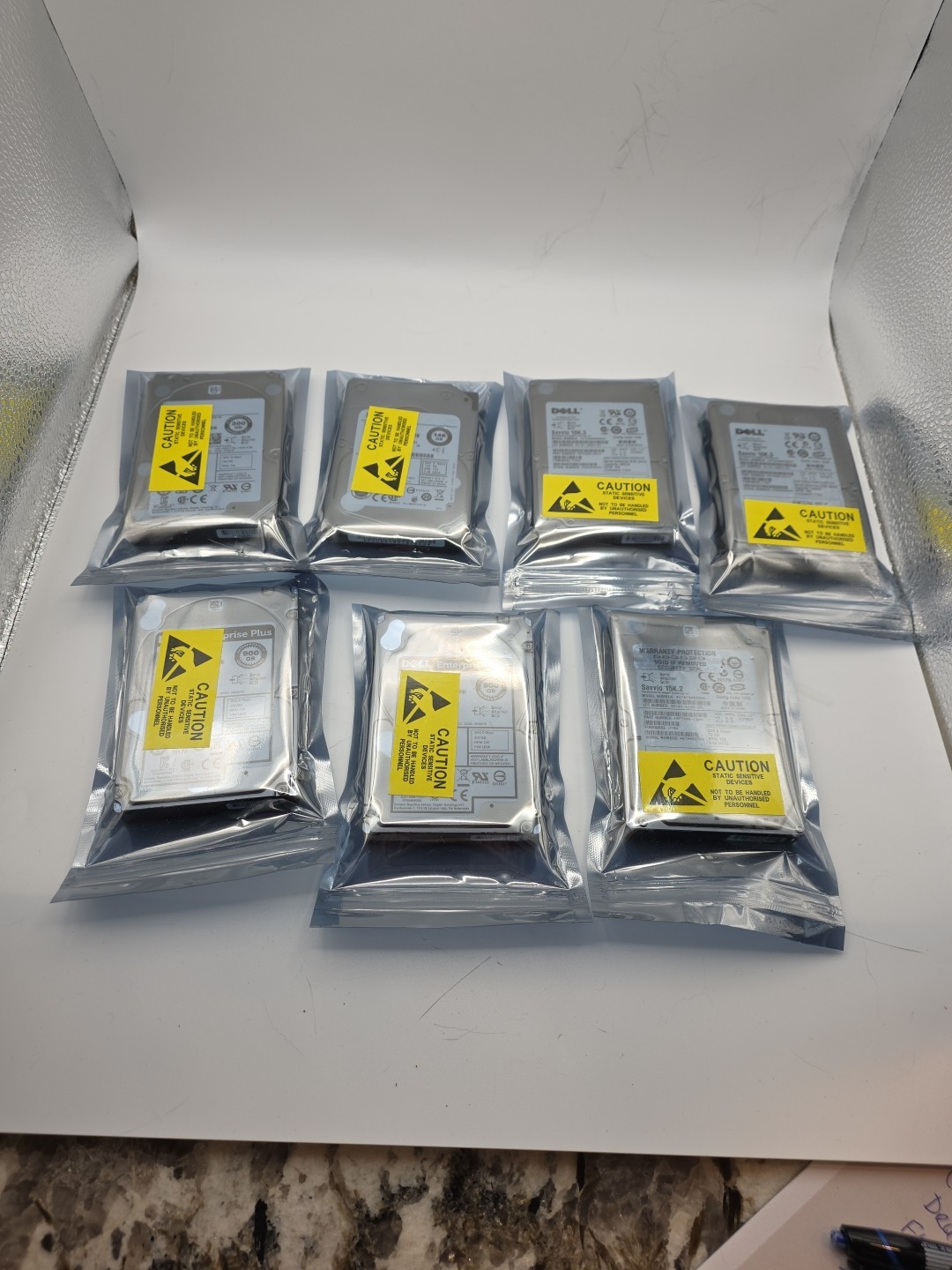 Mixed Lot of 7 SAS Hard Drives (73GB - 900GB) inc. Dell Drives 100%